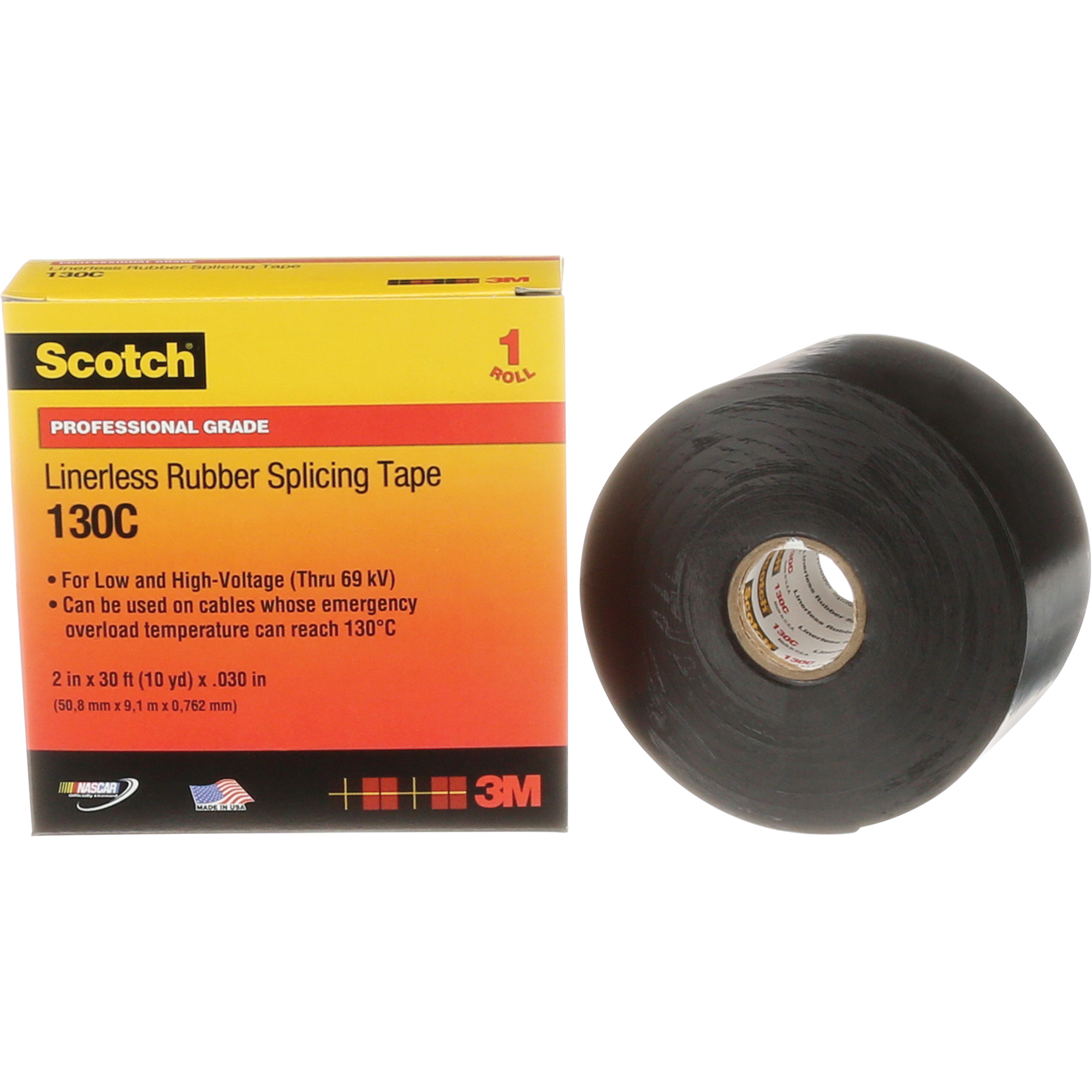 Ruban d'épissage sans support en caoutchouc de calibre professionnel ScotchMD, 50,8 mm (2") la x 9 m (30') lo, 30 mils, Noir