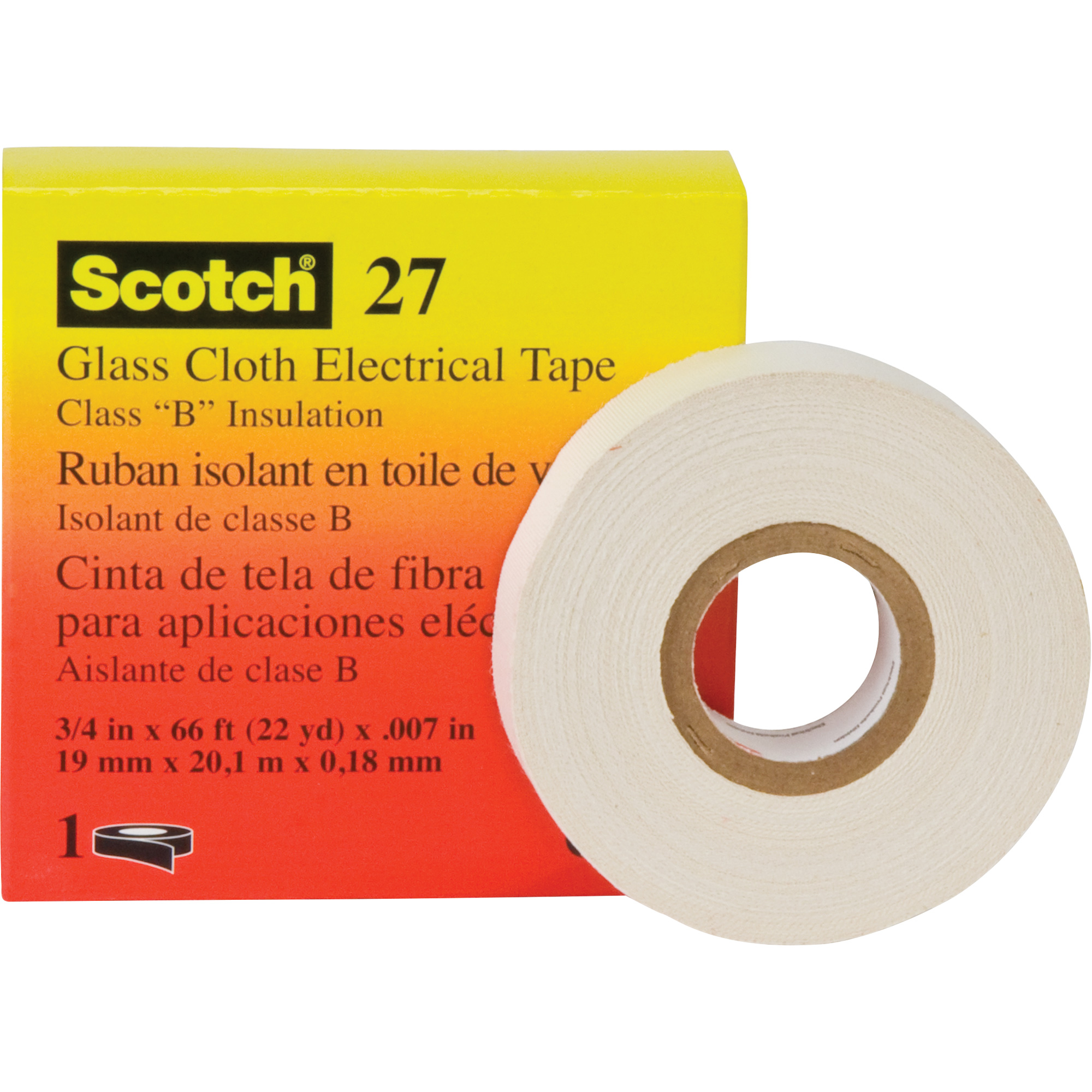 Ruban isolant en toile de verre 27 ScotchMD, 12 mm (1/2") la x 20 m (66') lo