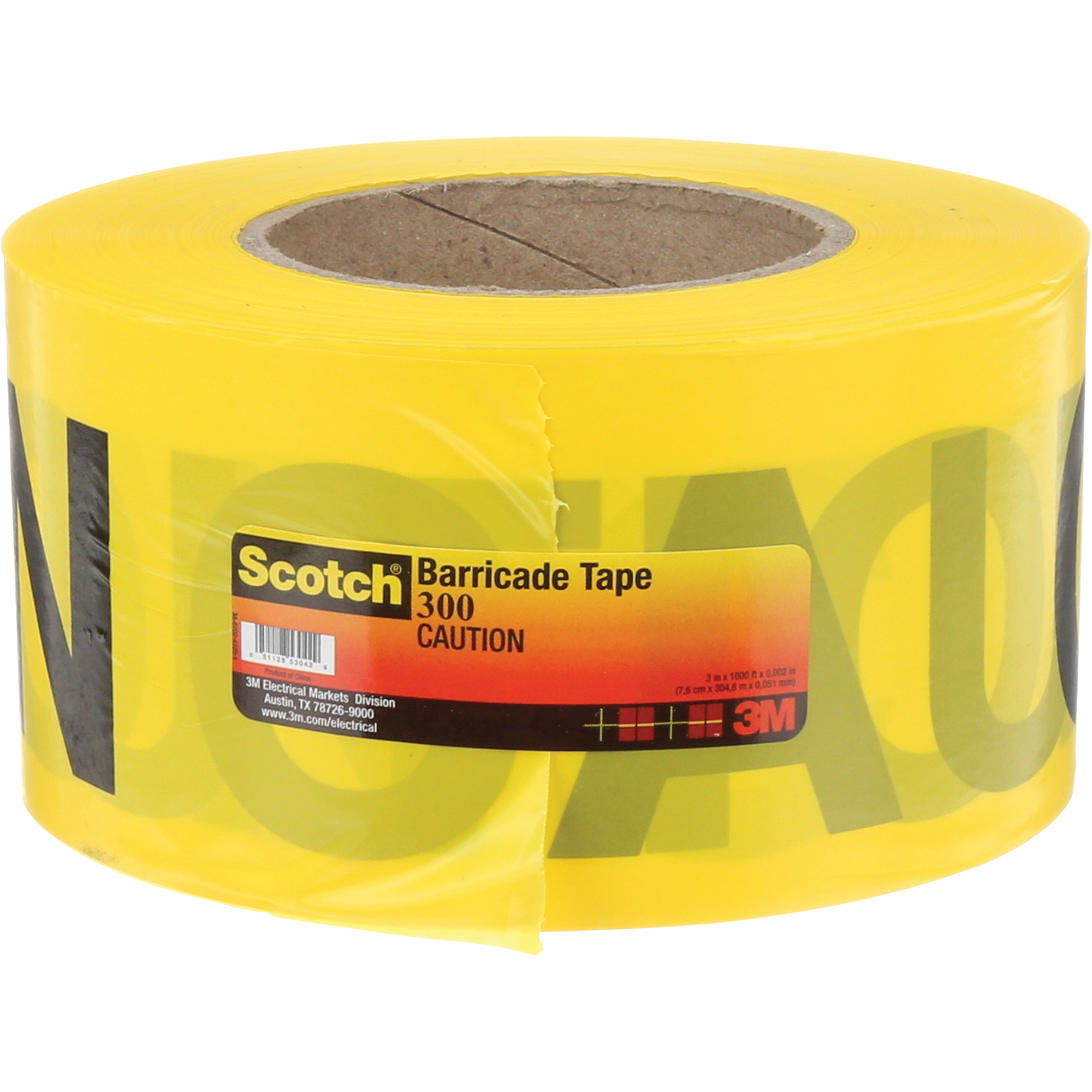Ruban pour barrières pour services publics souterrains ScotchMD, Anglais, 3" la x 1000' lo, 2 mils, Noir sur jaune
