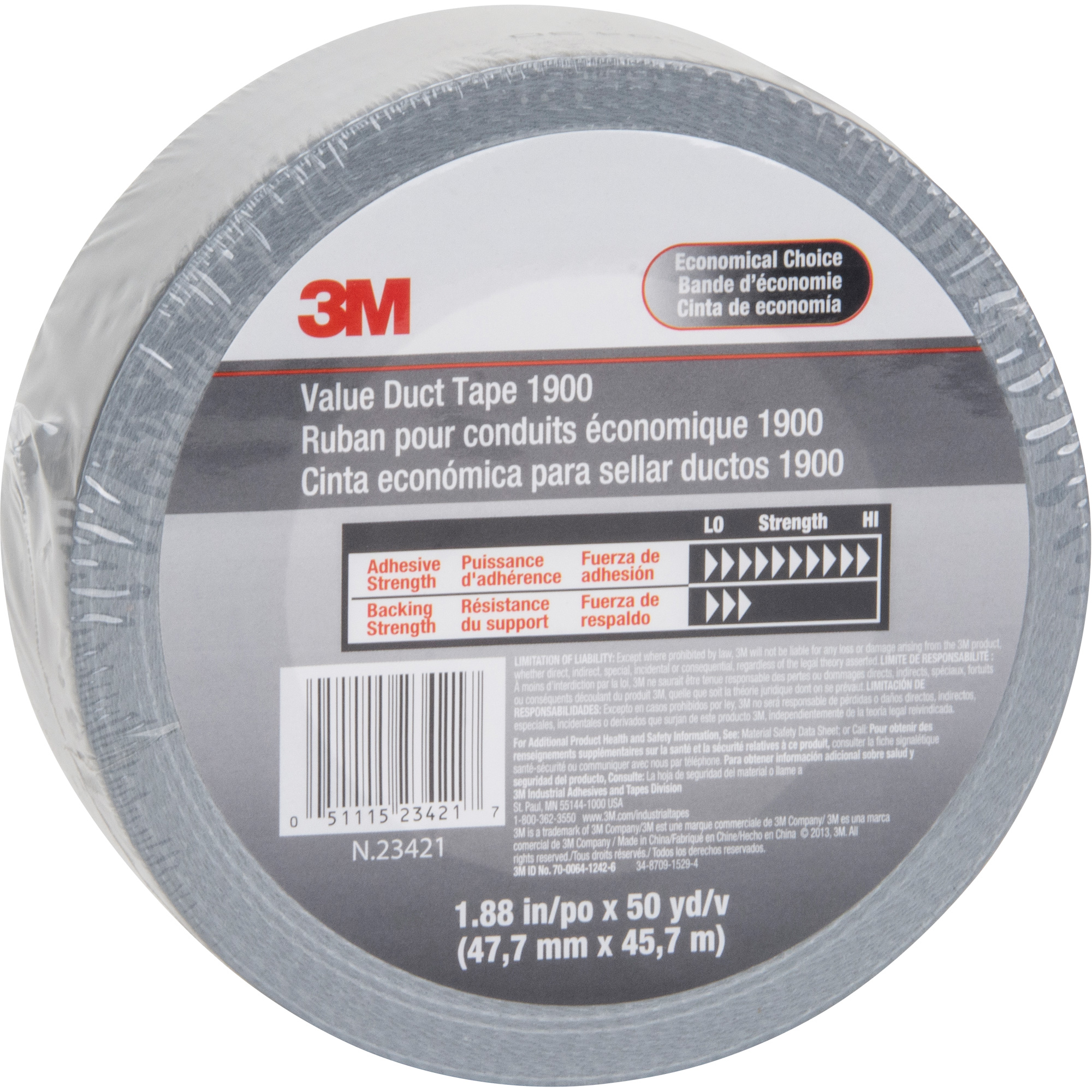 Ruban pour conduit économique 1900, 5,8 mils, Argent, 48 mm (2") x 5,7 m (18,7')