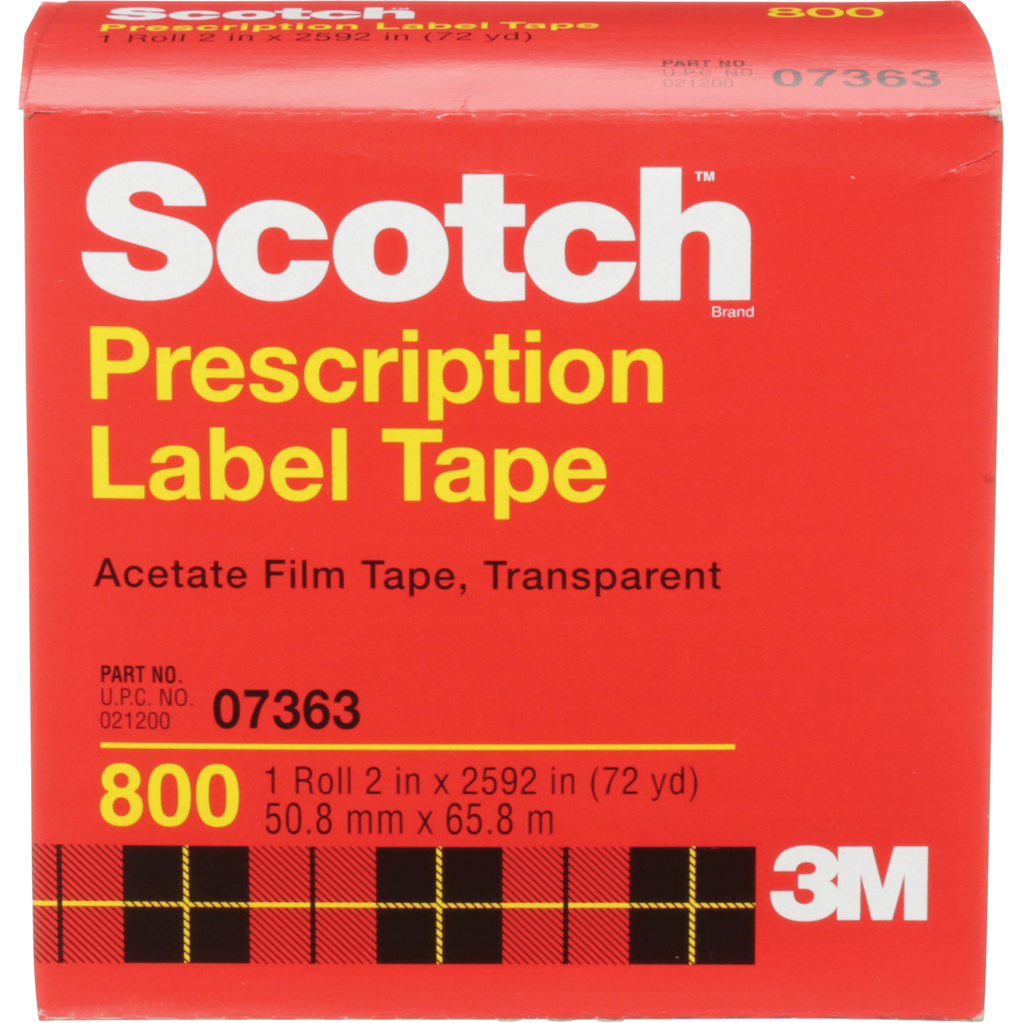 Ruban pour étiquette de médicament d'ordonnance ScotchMD, 50,8 mm (2") x 66 m (216'), Transparent