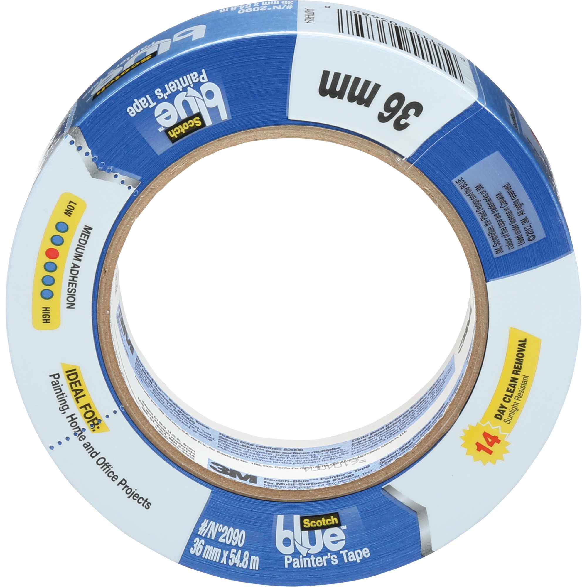 Ruban pour peintre ScotchBlueMC Original 2090, 36 mm (1-2/5") x 55 m (180'), Bleu