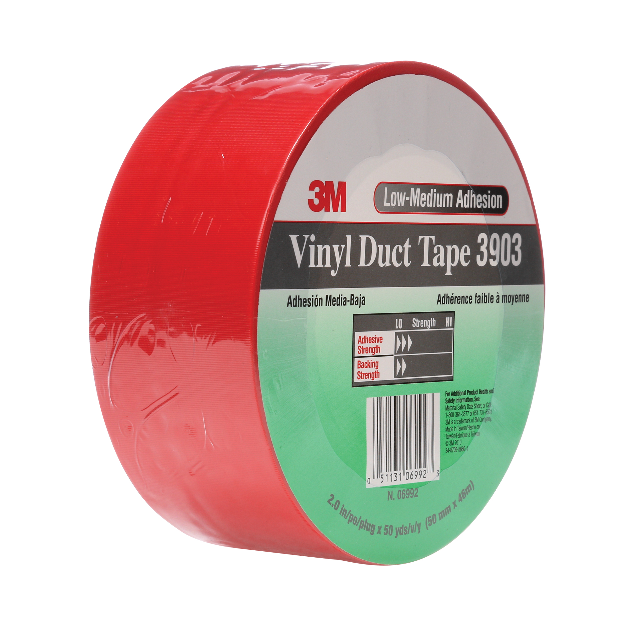Rubans adhésifs en vinyle 3903, 48 mm (2") la x 46 m (151') lo, 6,5 mils, Rouge