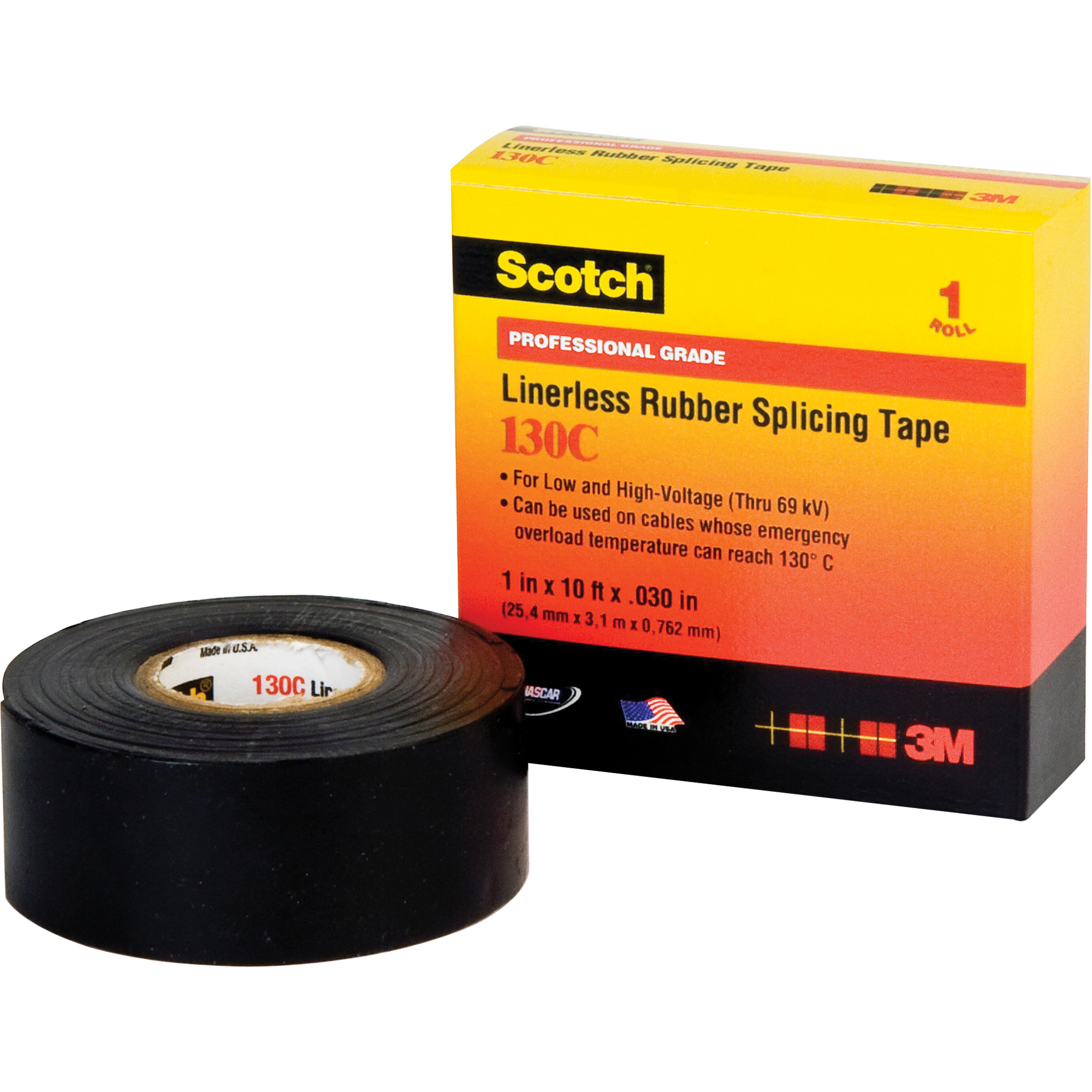 Rubans isolants en caoutchouc sans doublure ScotchMD 130C, 25,4 mm (1") x 9,14 m (30'), Noir