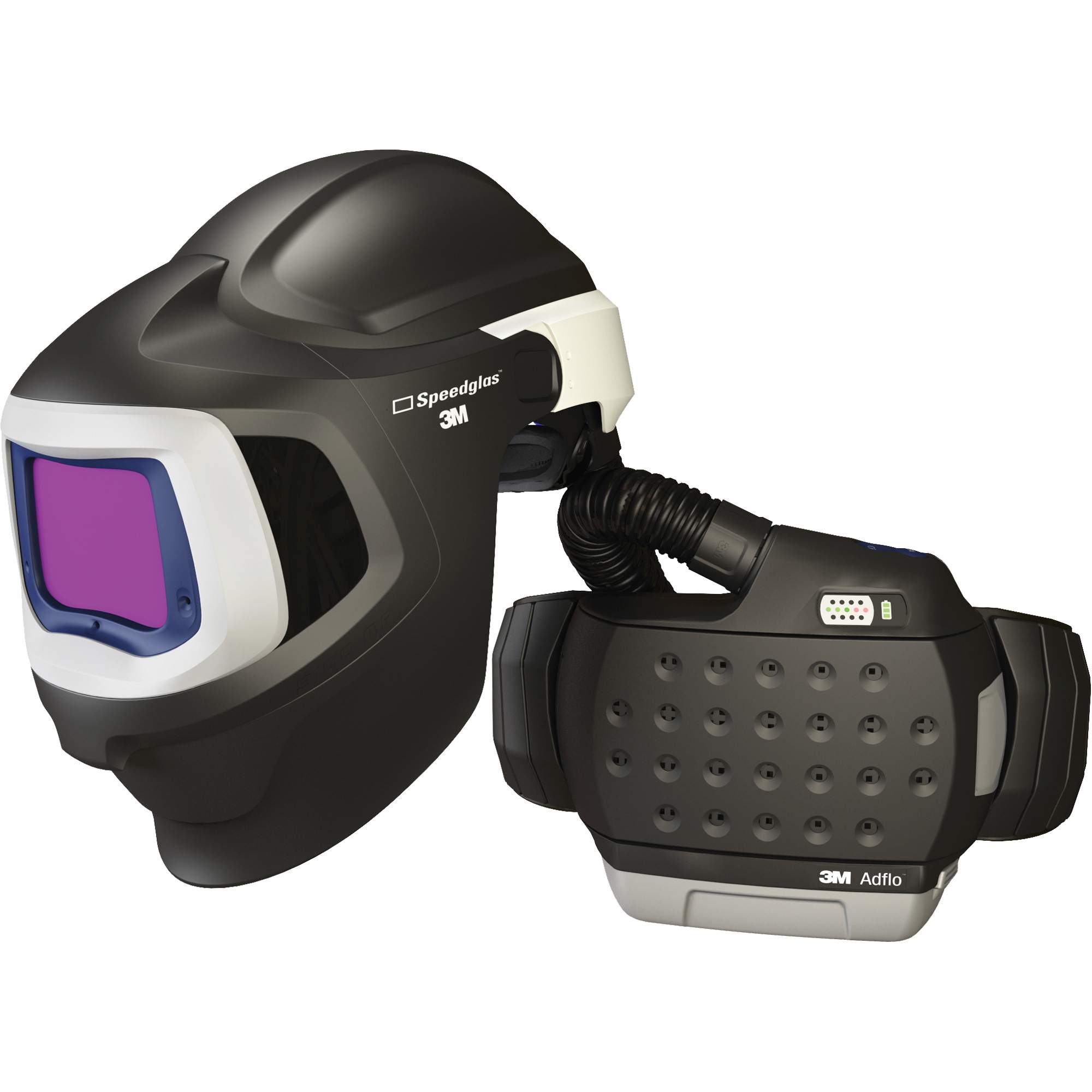 Système de protection respiratoire à épuration d'air motorisé haute efficacité AdfloMC avec masque de soudage 9100 MP SpeedglasMC, Masque de soudage, Pile Lithium-ion
