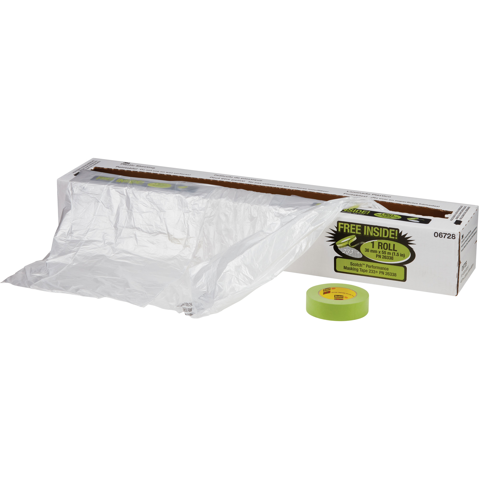 Trousse de pellicule de protection contre les surpulvérisations et ruban, 400' lo x 16' la, Plastique
