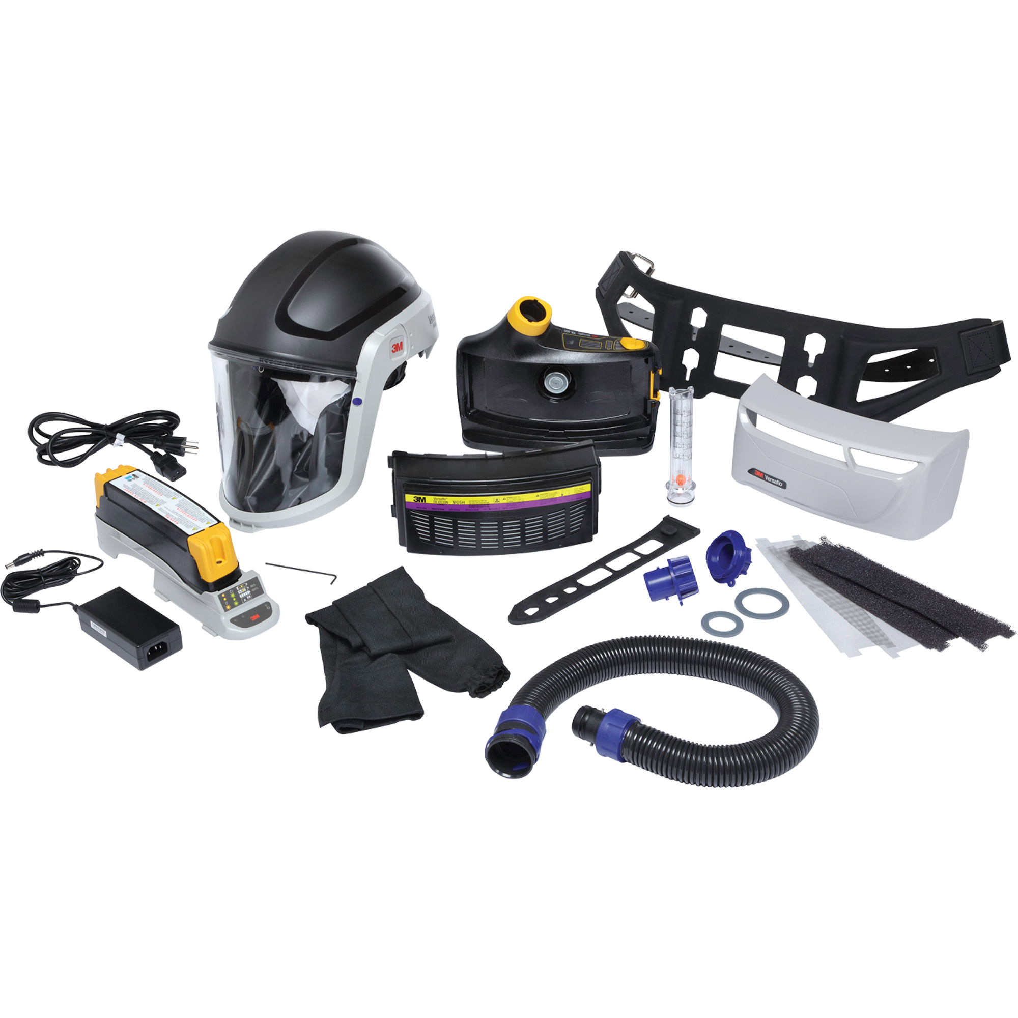 Trousse de respirateur d’épuration d’air propulsé pour l’industrie lourde VersafloMC, Capuchon & visière, Pile Lithium-ion