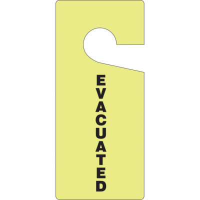 Affichette de porte signalétique « Evacuated », 9" x 4", Plastique, Anglais