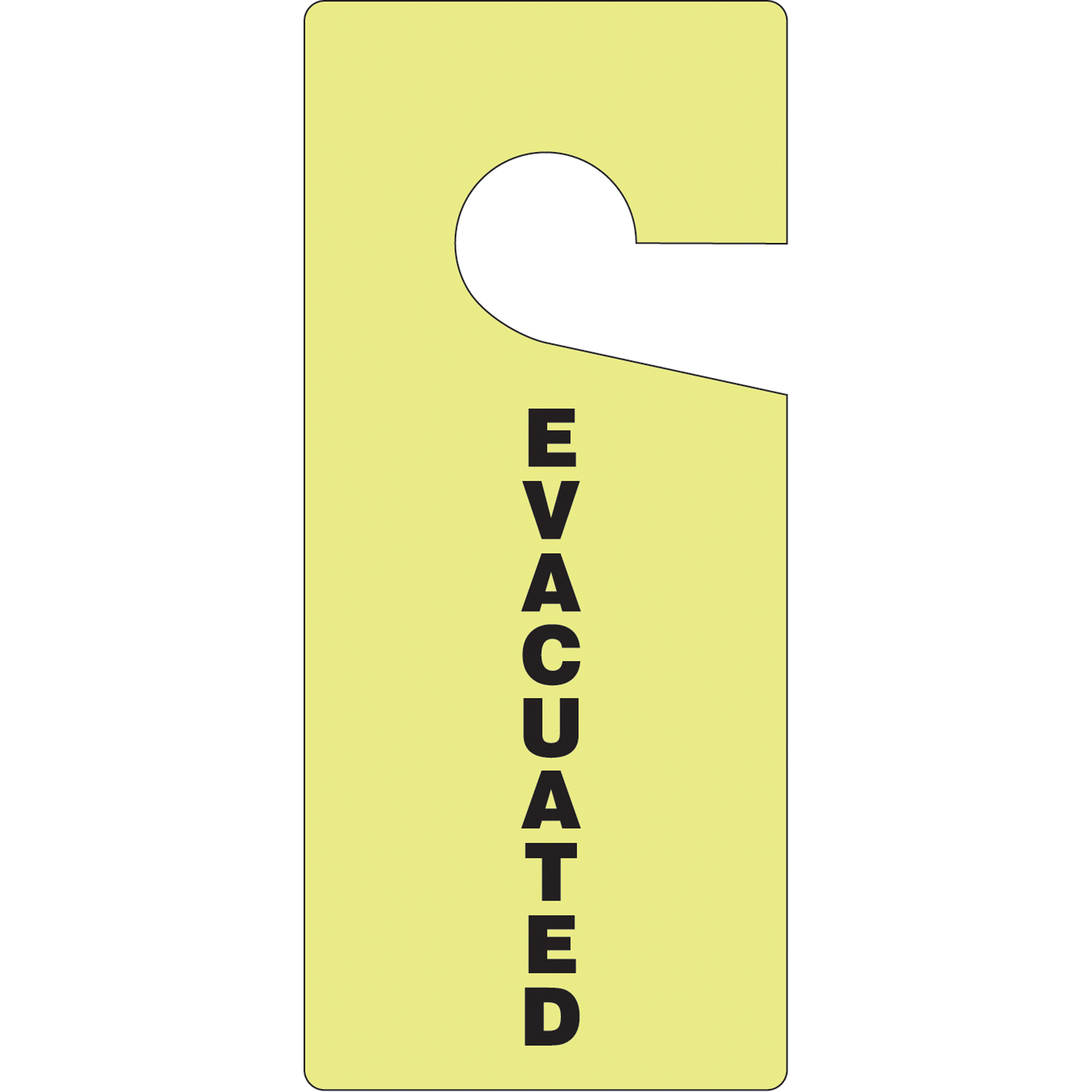 Affichette de porte signalétique « Evacuated », 9" x 4", Plastique, Anglais