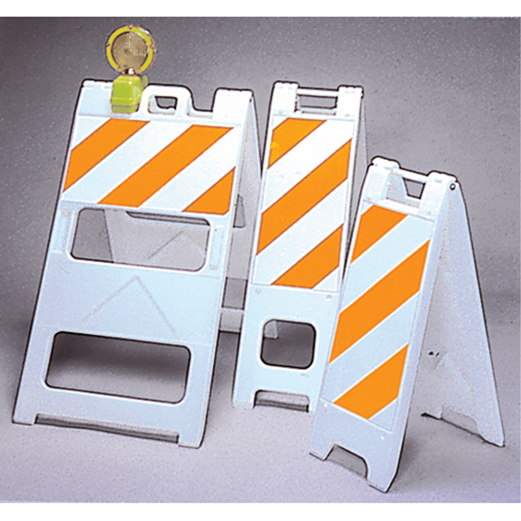 Barricades, Repliable, 13" lo x 36" h, Orange/Blanc