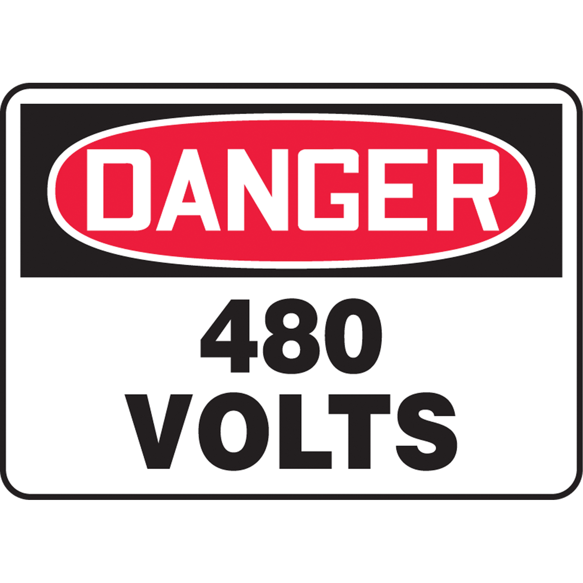 Enseigne « 480 Volts », 10" x 14", Vinyle, Anglais