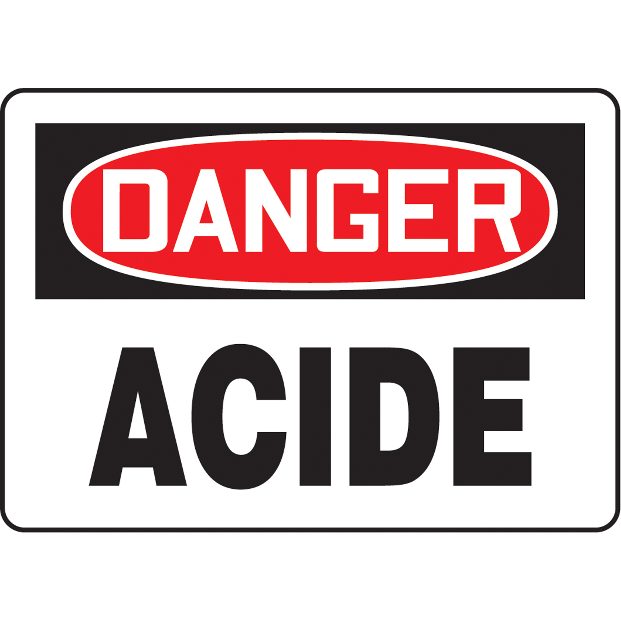 Enseigne « Acide », 10" x 14", Plastique, Français