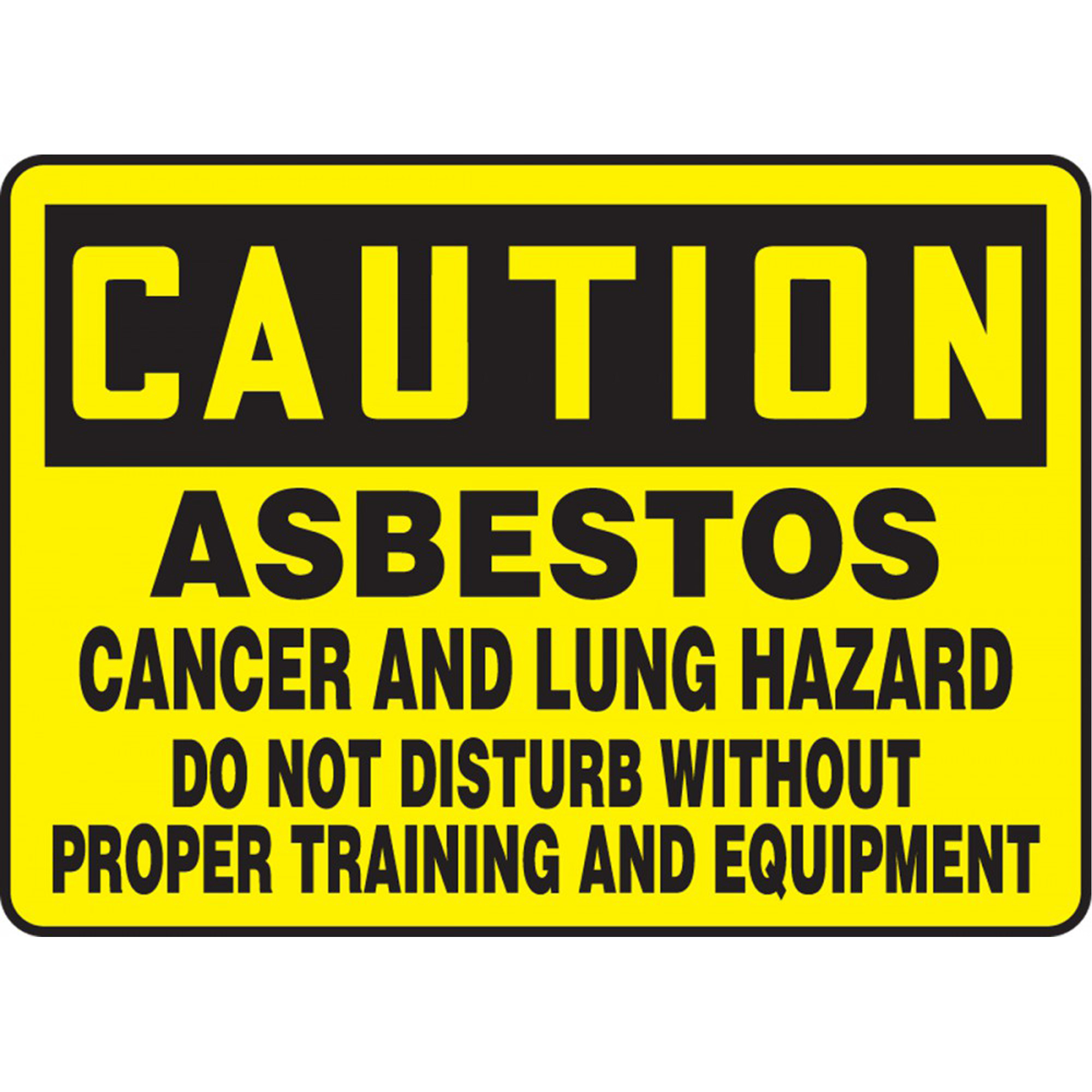 Enseigne « Asbestos », 7" x 10", Aluminium, Anglais