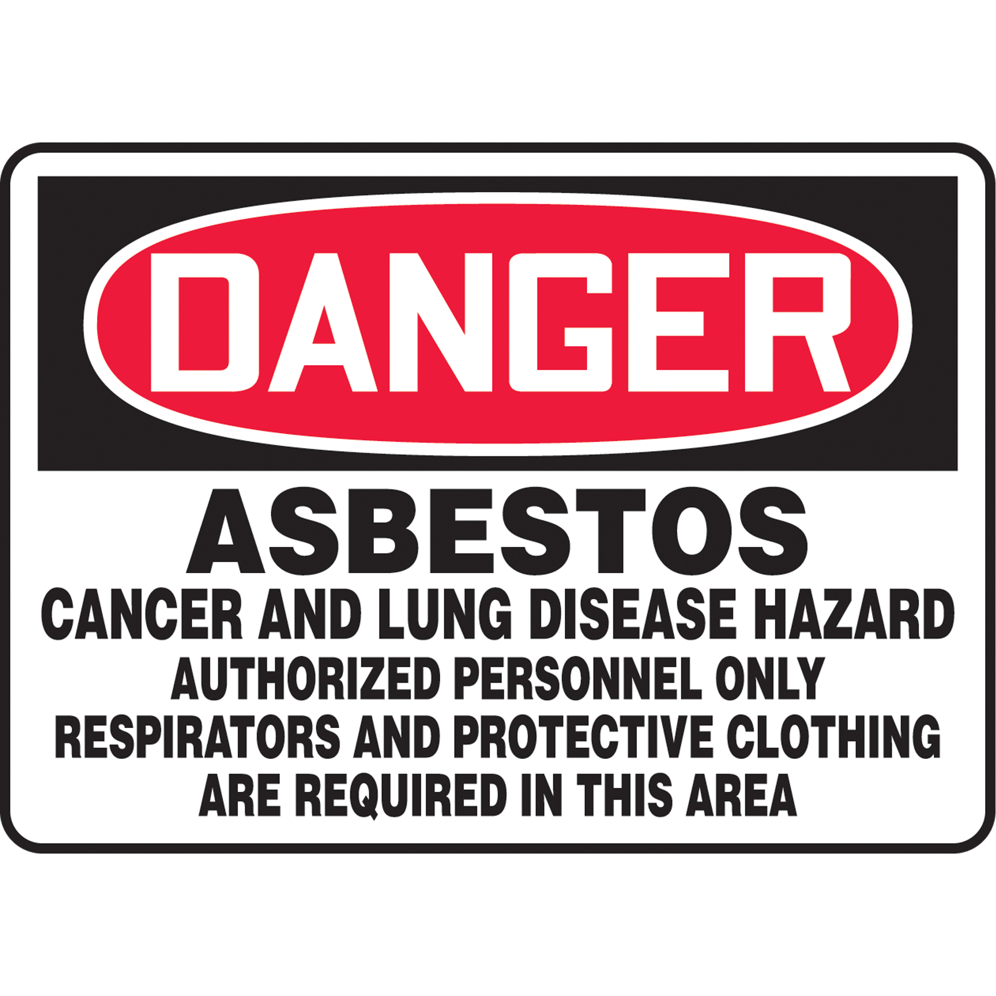 Enseigne « Asbestos », 10" x 14", Vinyle, Anglais