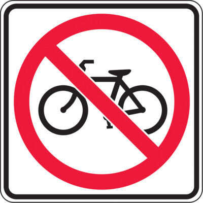 Enseigne avec pictogramme CSA - aucun vélo, 24" x 24", Aluminium, Pictogramme