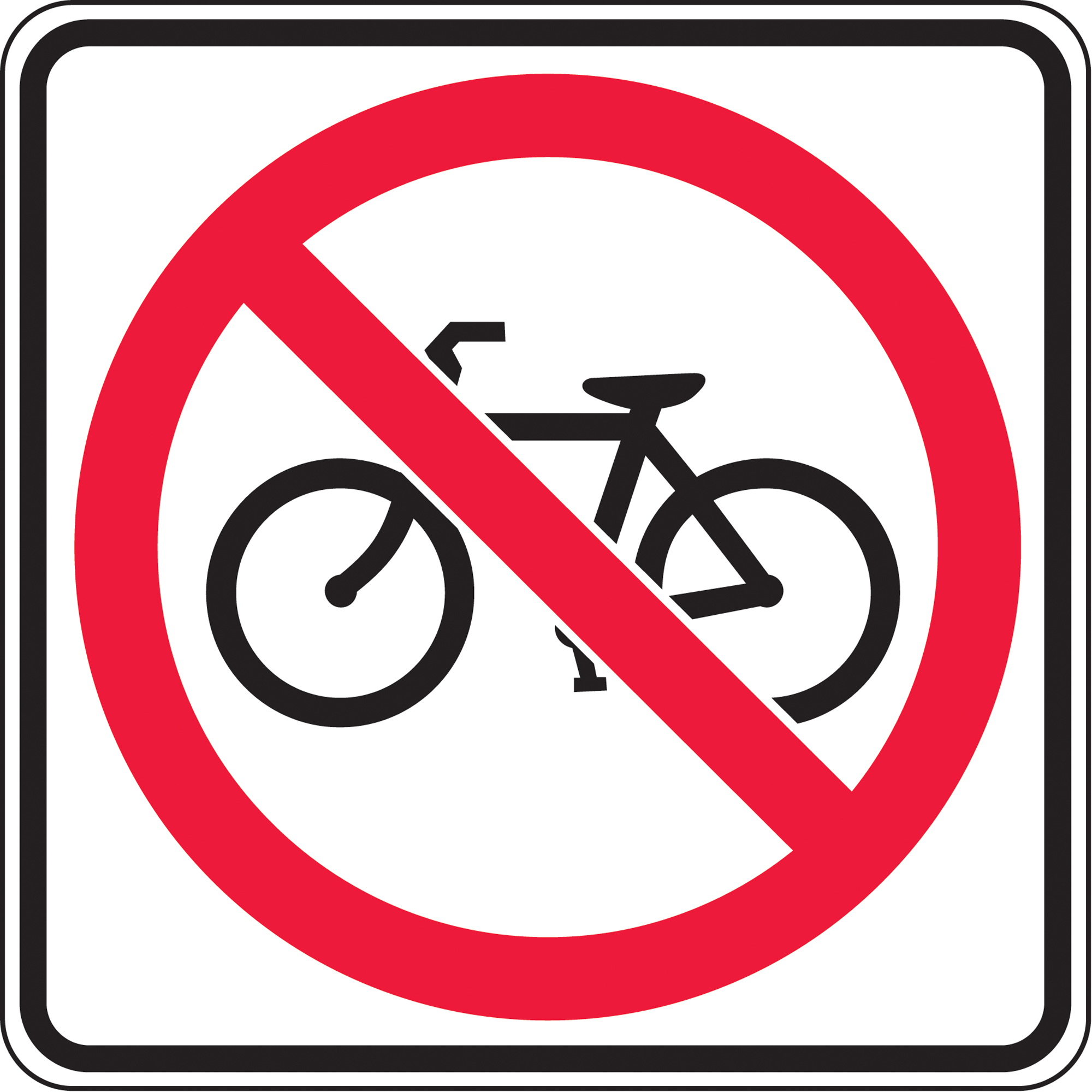 Enseigne avec pictogramme CSA - aucun vélo, 24" x 24", Aluminium, Pictogramme
