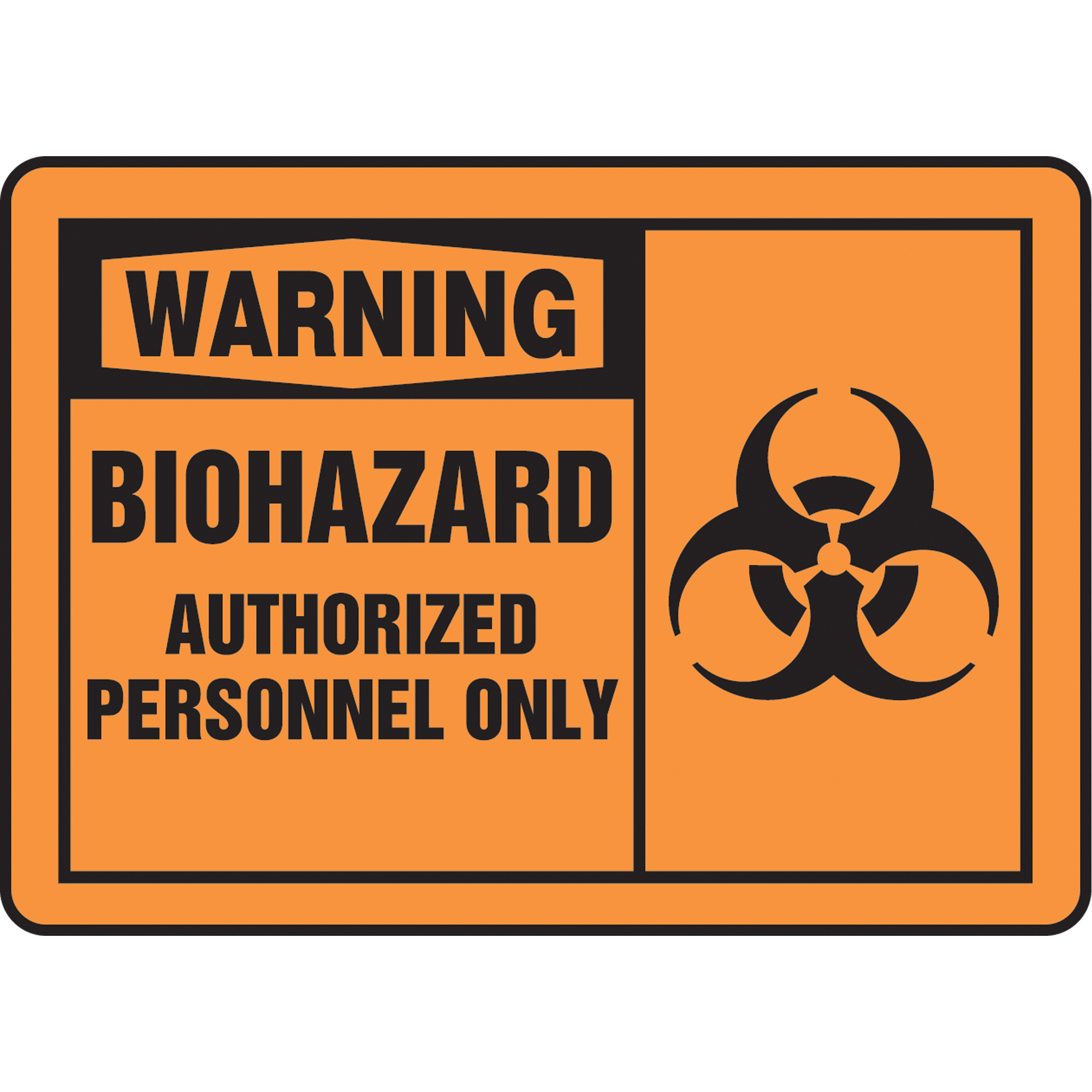 Enseigne « Biohazard », 10" x 10", Plastique, Anglais avec pictogramme