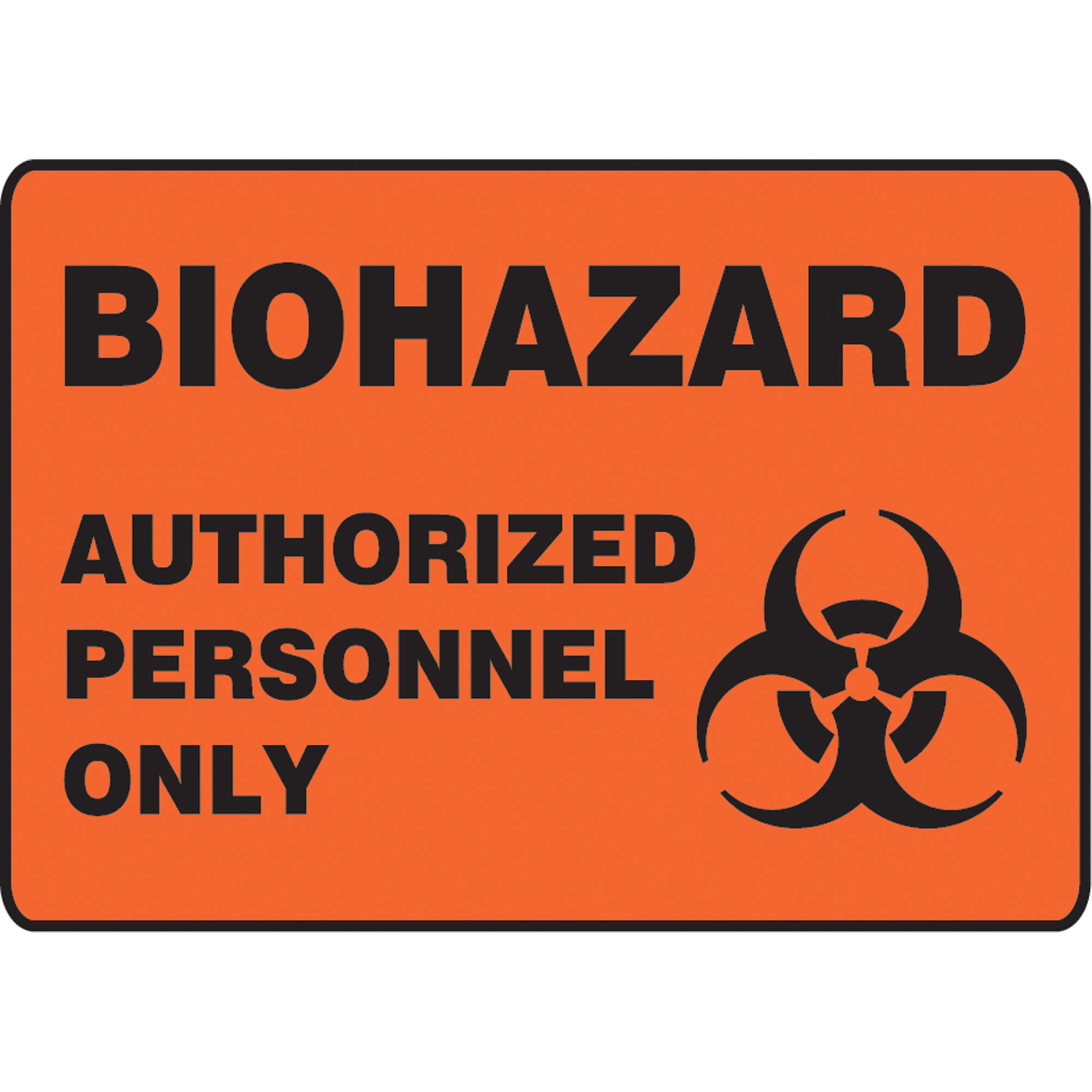 Enseigne « Biohazard Authorized Personnel », 10" x 10", Vinyle, Anglais avec pictogramme