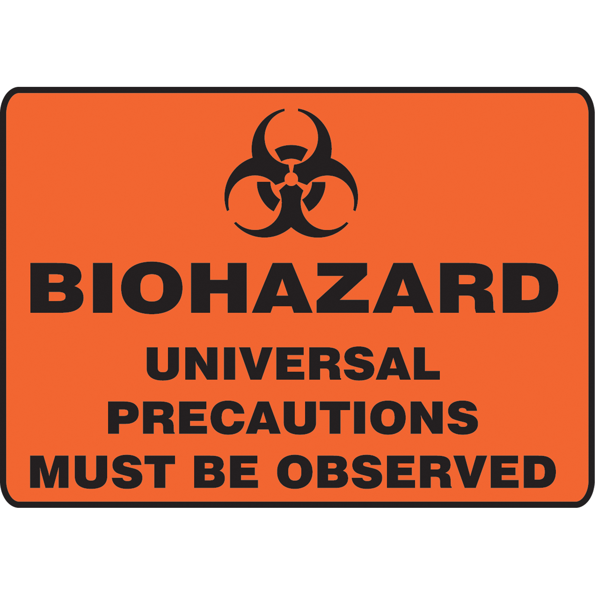 Enseigne « Biohazard Universal Cautions », 10" x 14", Vinyle, Anglais avec pictogramme