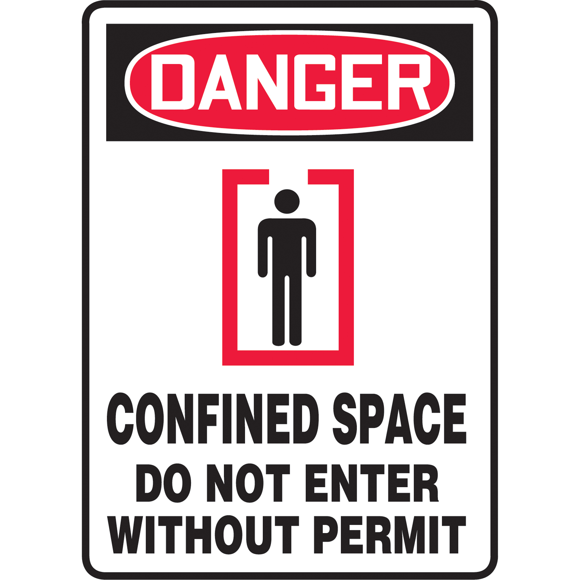 Enseigne « Confined Space Do Not Enter », 10" x 7", Vinyle, Anglais avec pictogramme