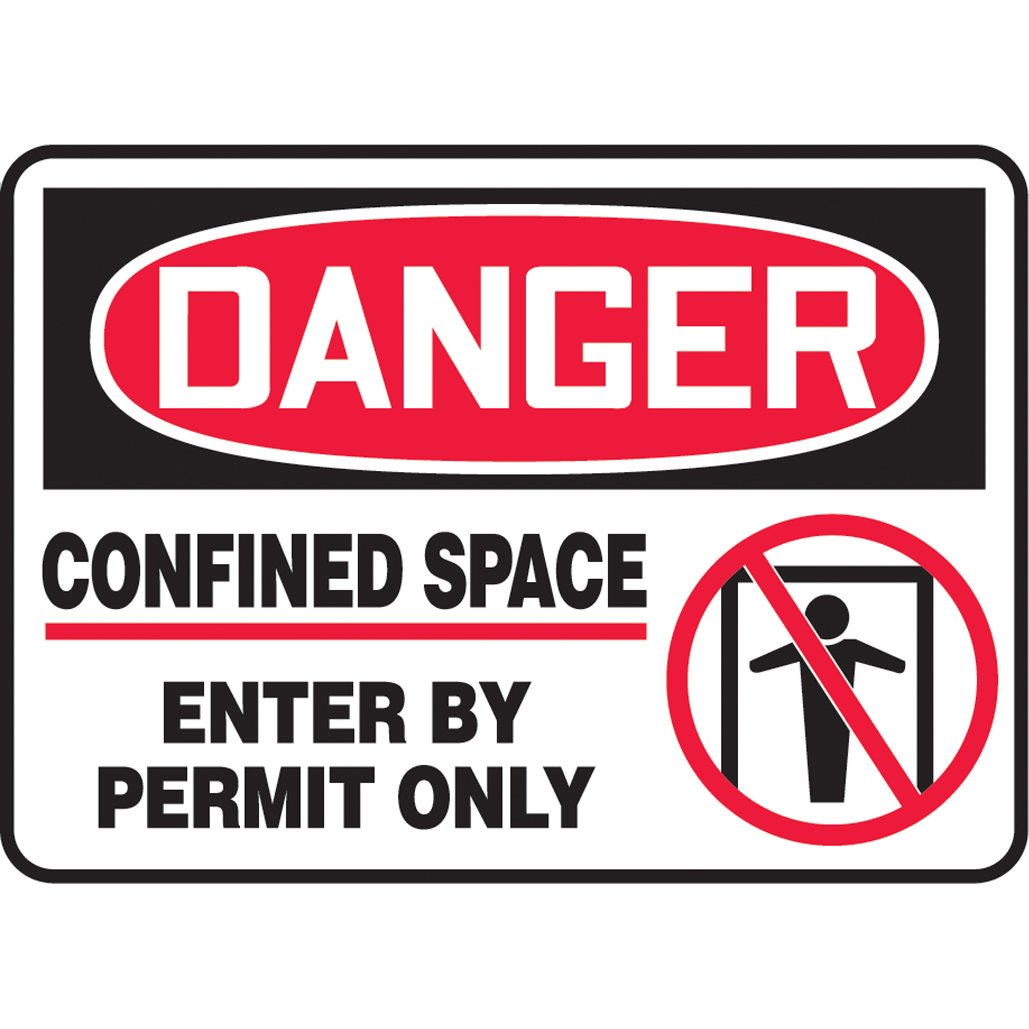 Enseigne « Confined Space », 10" x 14", Aluminium, Anglais avec pictogramme
