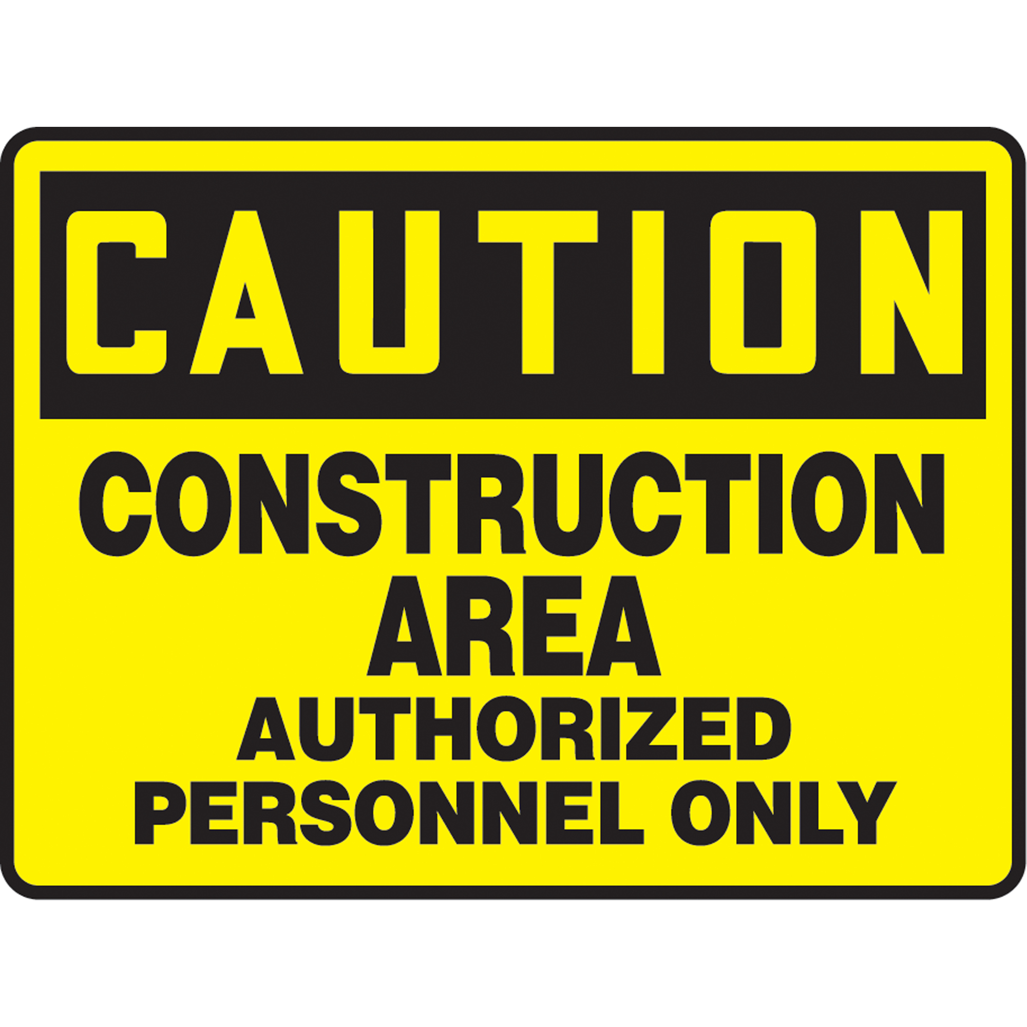 Enseigne « Construction Area Authorized Personnel », 10" x 10", Vinyle, Anglais