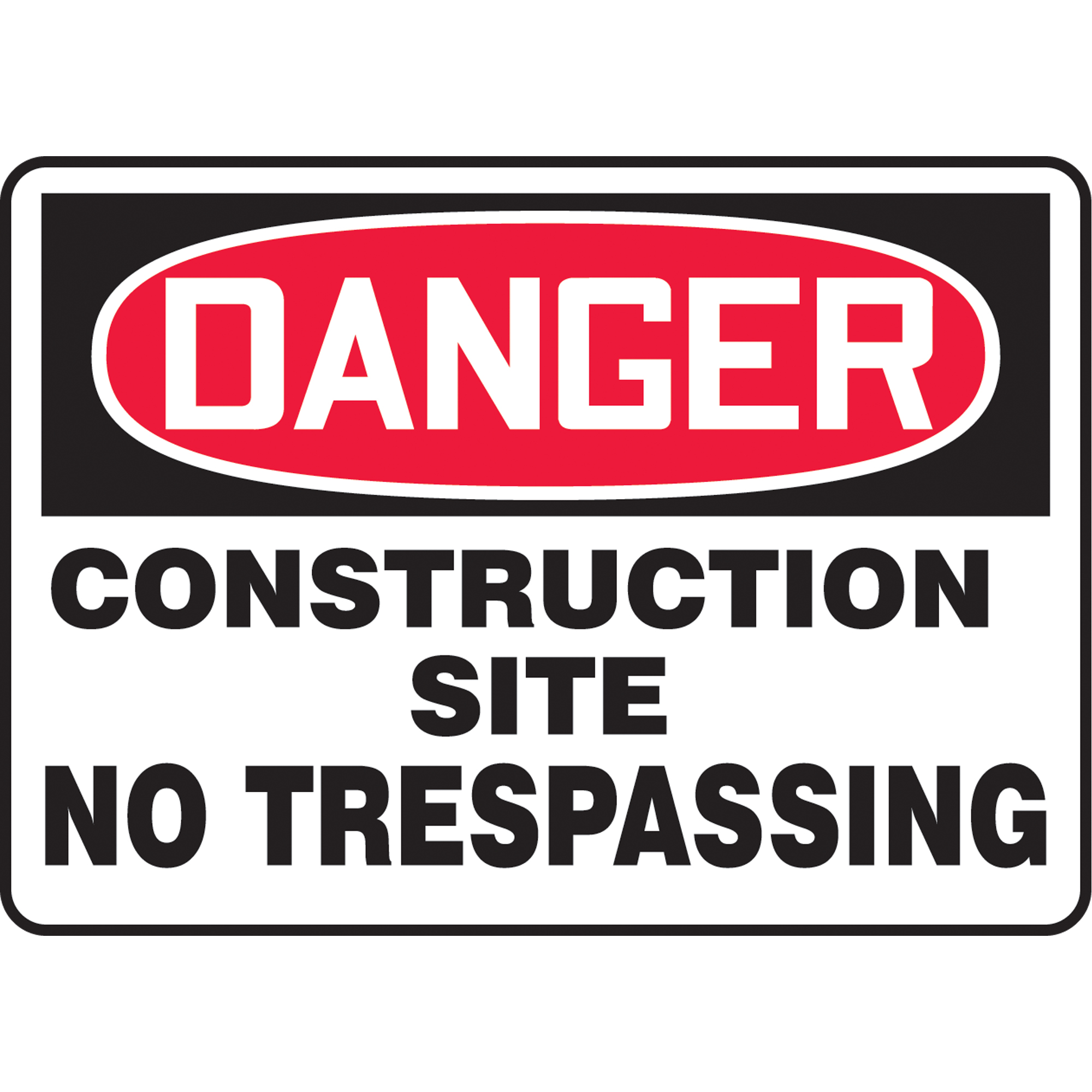 Enseigne « Construction Site No Trespassing », 10" x 14", Plastique, Anglais