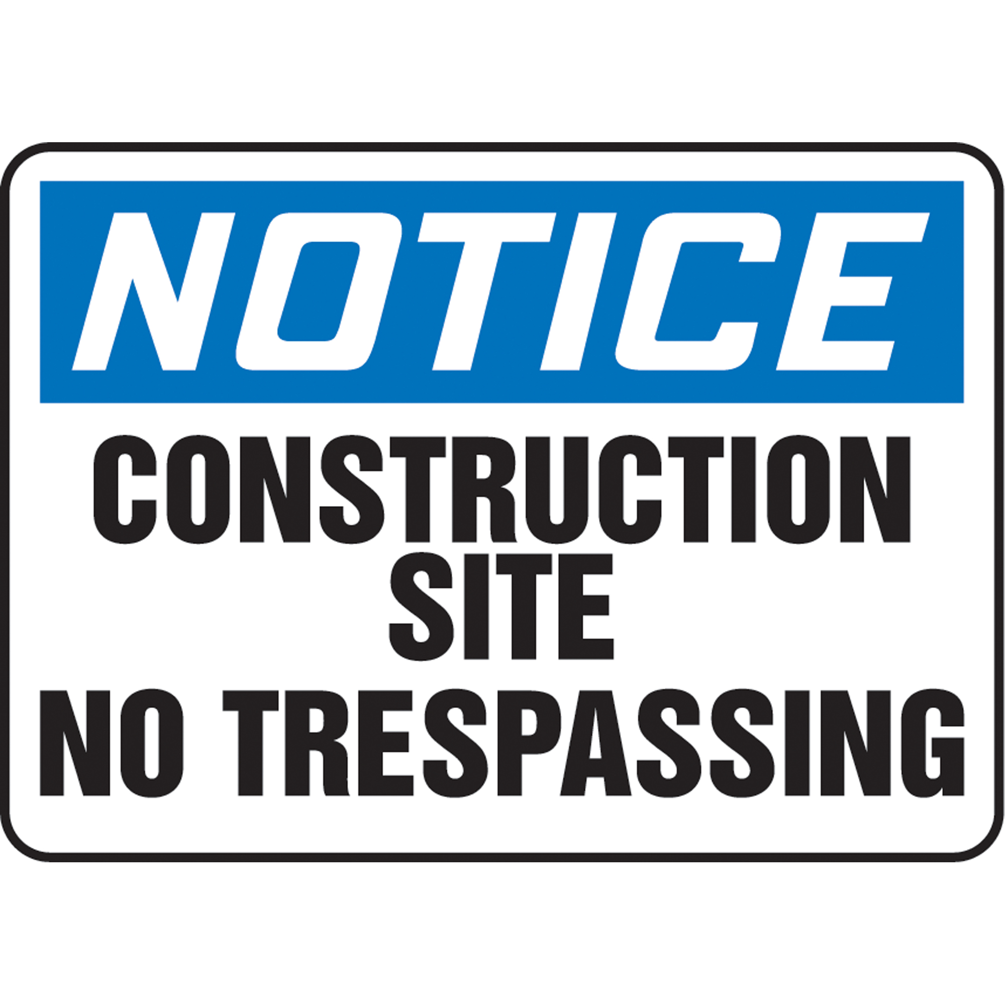 Enseigne « Construction Site No Trespassing », 10" x 14", Plastique, Anglais