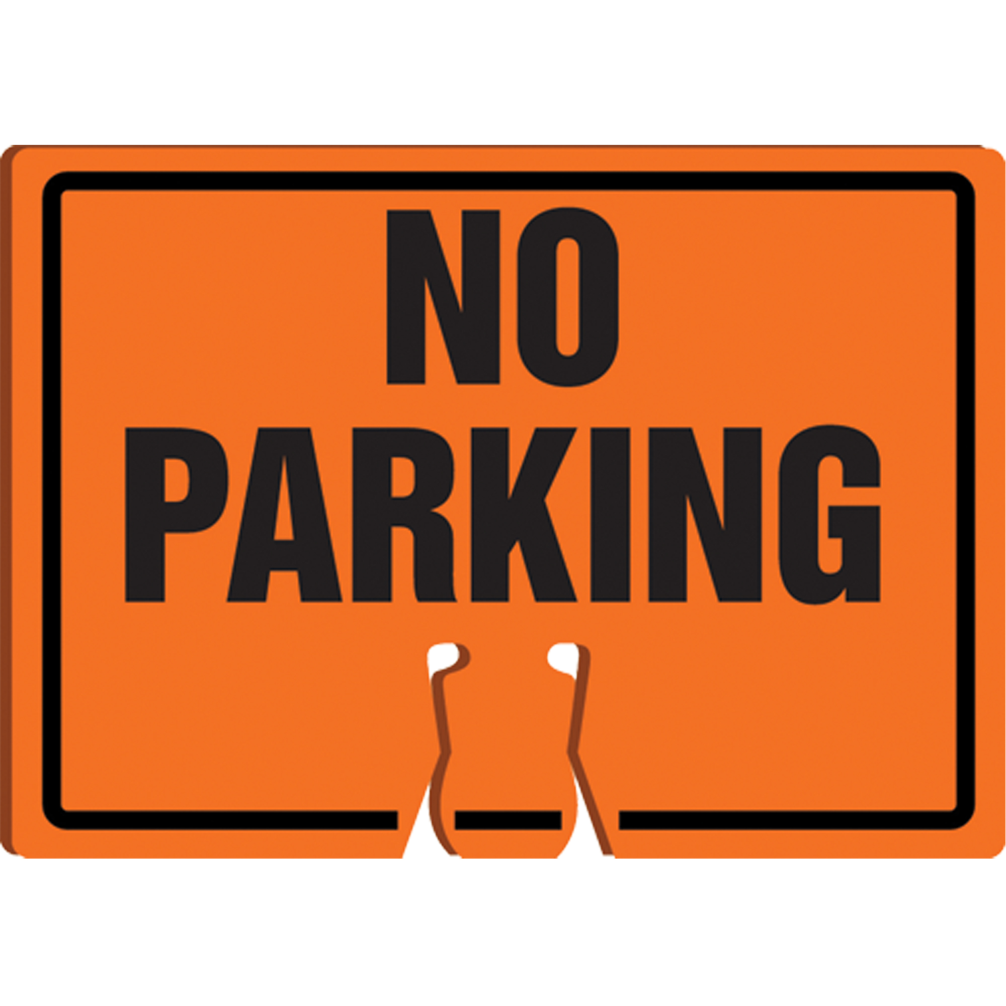 Enseigne d'avertissement « No Parking » pour dessus de cône, 10" x 14", Plastique, Anglais