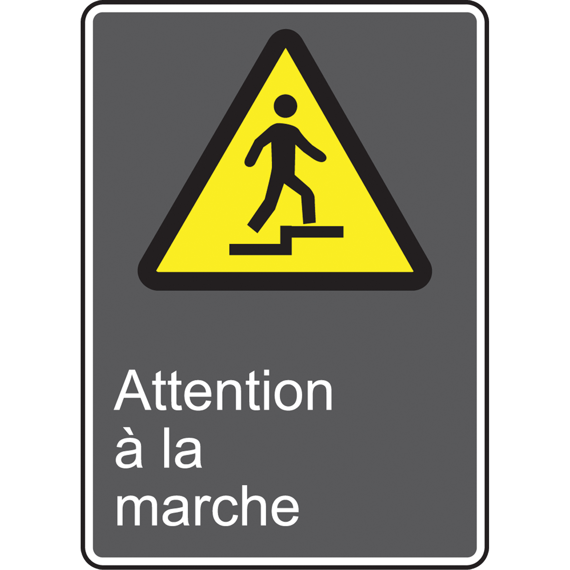 Enseigne de sécurité conforme à la CSA Attention à la marche, 14" x 10", Vinyle, Français avec pictogramme