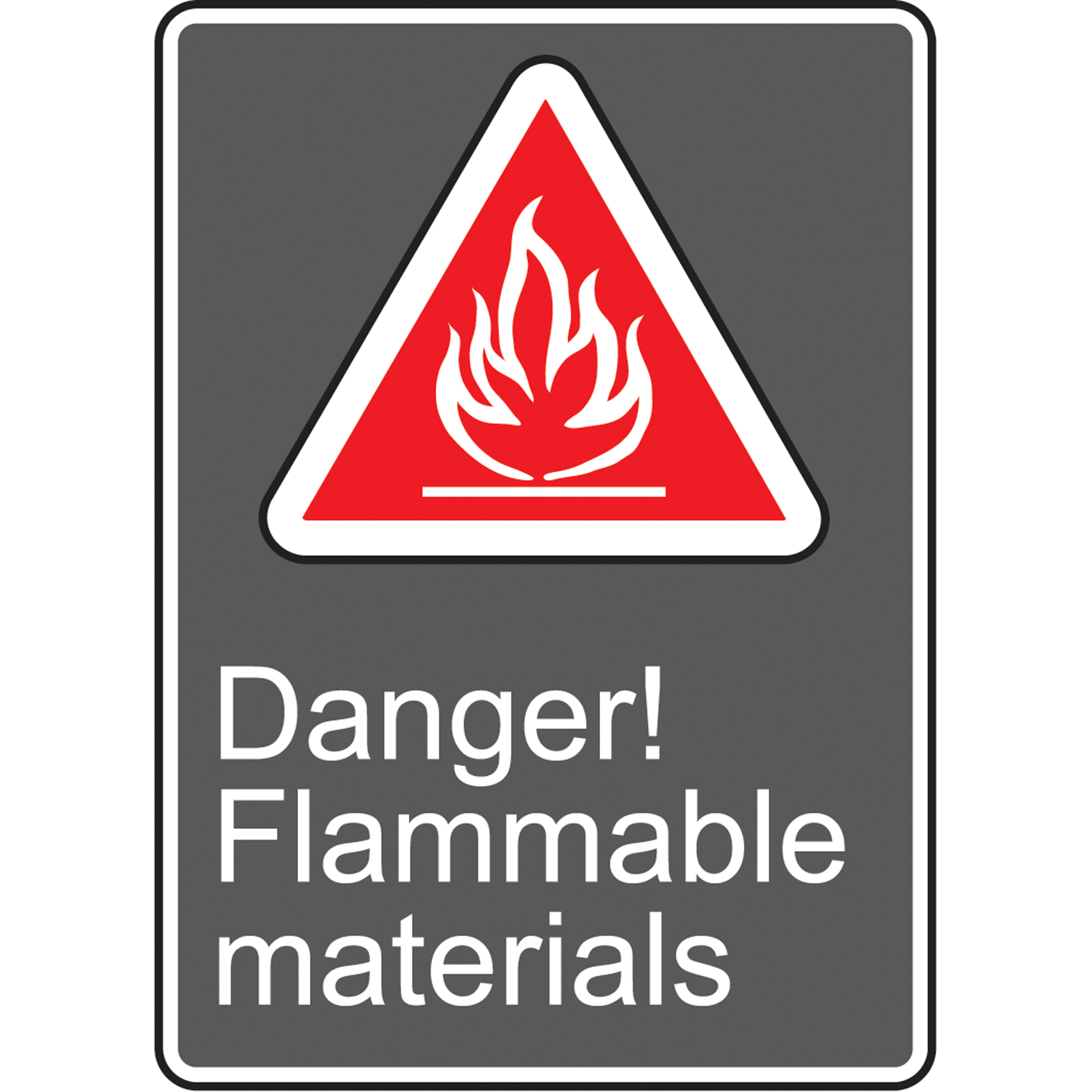 Enseigne de sécurité conforme à la CSA - Danger! Flammable Materials, 14" x 10", Plastique, Anglais avec pictogramme