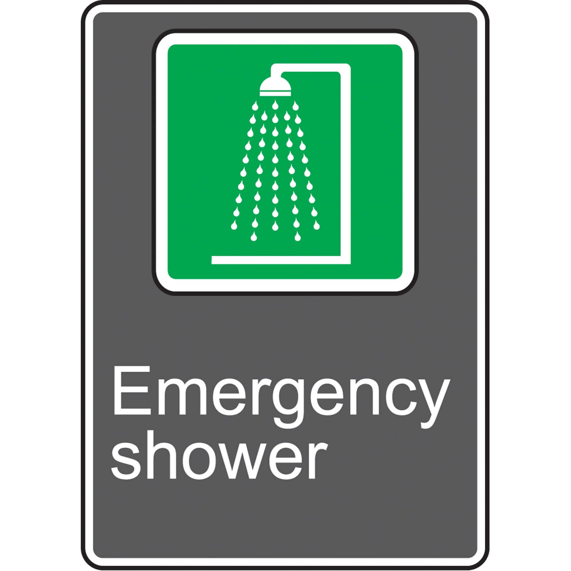 Enseigne de sécurité conforme à la CSA - Emergency Shower, 14" x 10", Aluminium, Anglais avec pictogramme