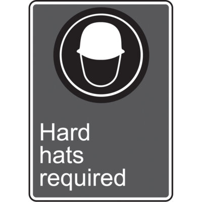 Enseigne de sécurité conforme à la CSA - Hard Hats Required, 14" x 10", Aluminium, Anglais avec pictogramme