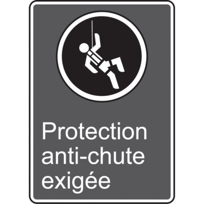 Enseigne de sécurité conforme à la CSA - Protection anti-chute exigée, 14" x 10", Aluminium, Français avec pictogramme