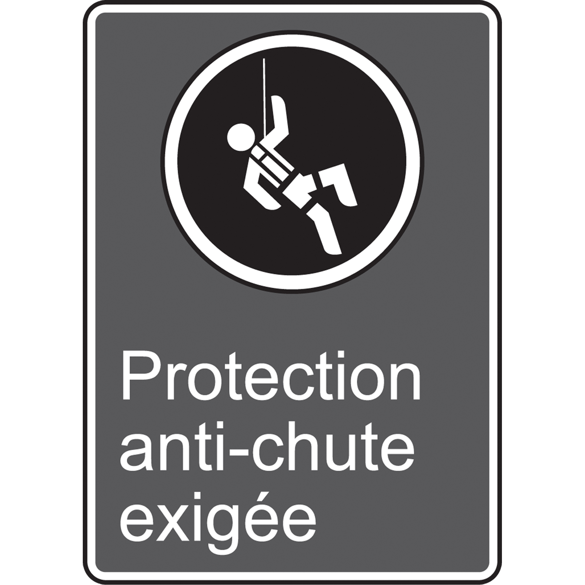 Enseigne de sécurité conforme à la CSA - Protection anti-chute exigée, 14" x 10", Aluminium, Français avec pictogramme