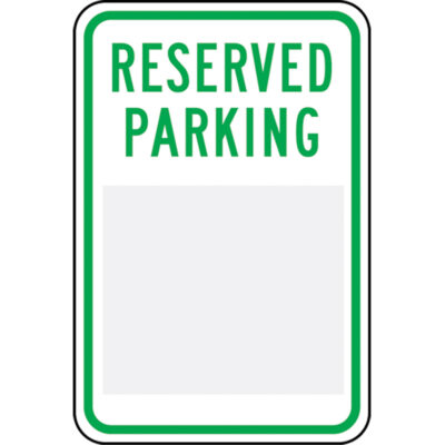 Enseigne de sécurité « Reserved » personnalisable , 18" x 12", Aluminium, Anglais