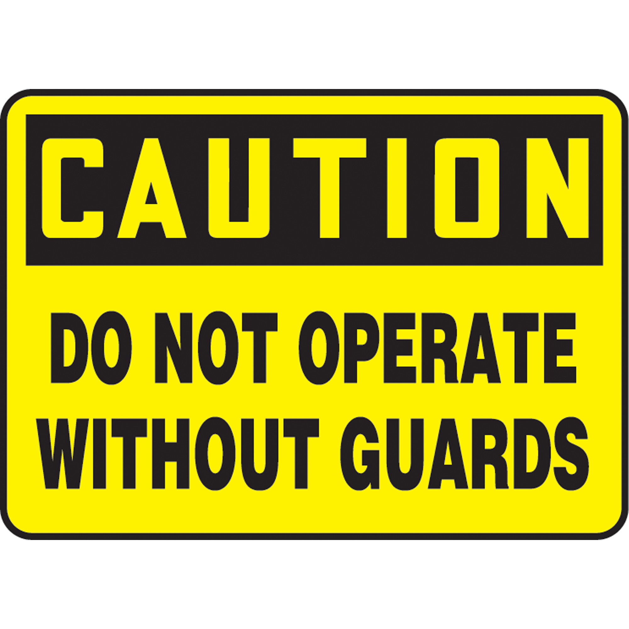 Enseigne « Do Not Operate Without Guards », 10" x 14", Aluminium, Anglais