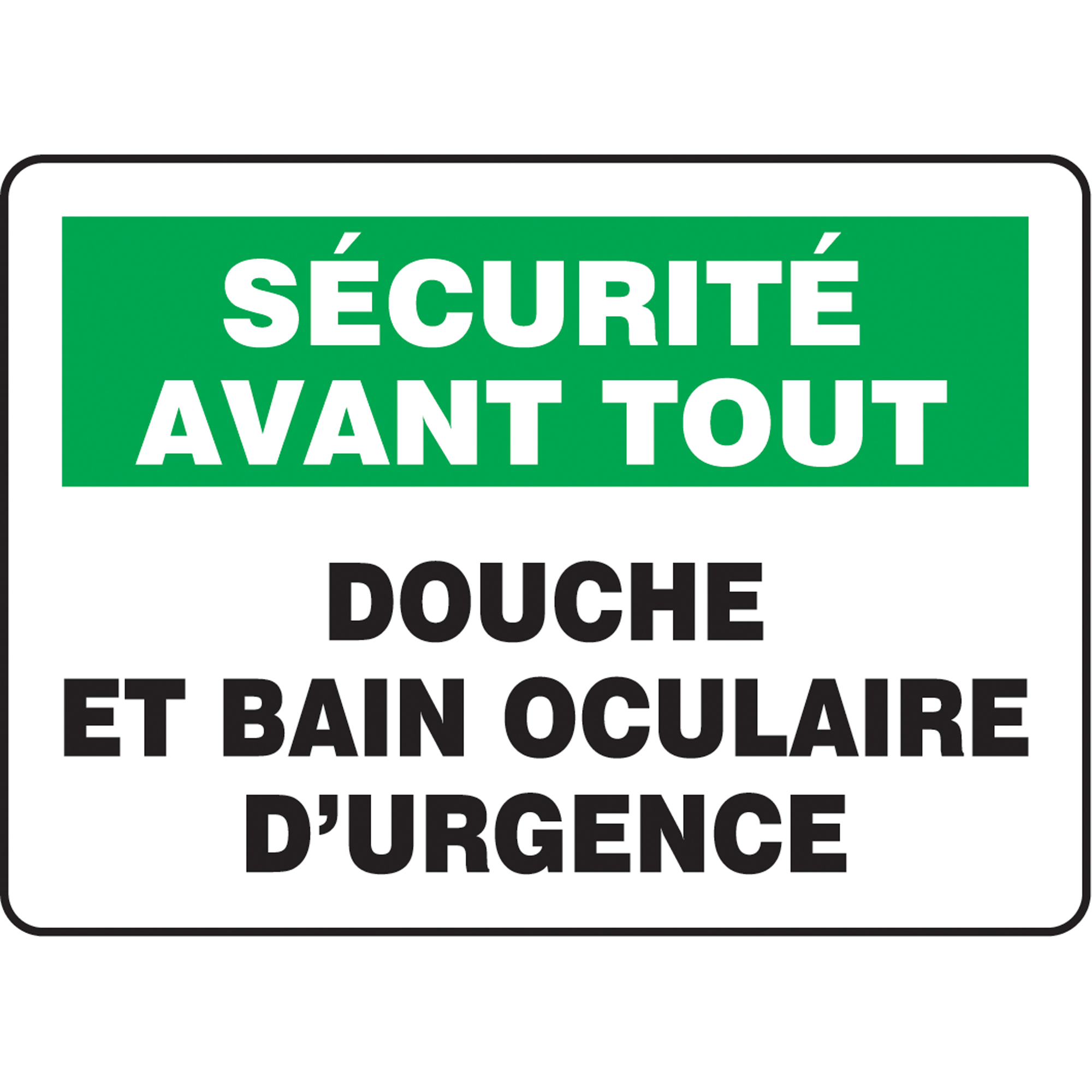 Enseigne « Douche et bain oculaire d'urgence », 10" x 14", Vinyle, Français