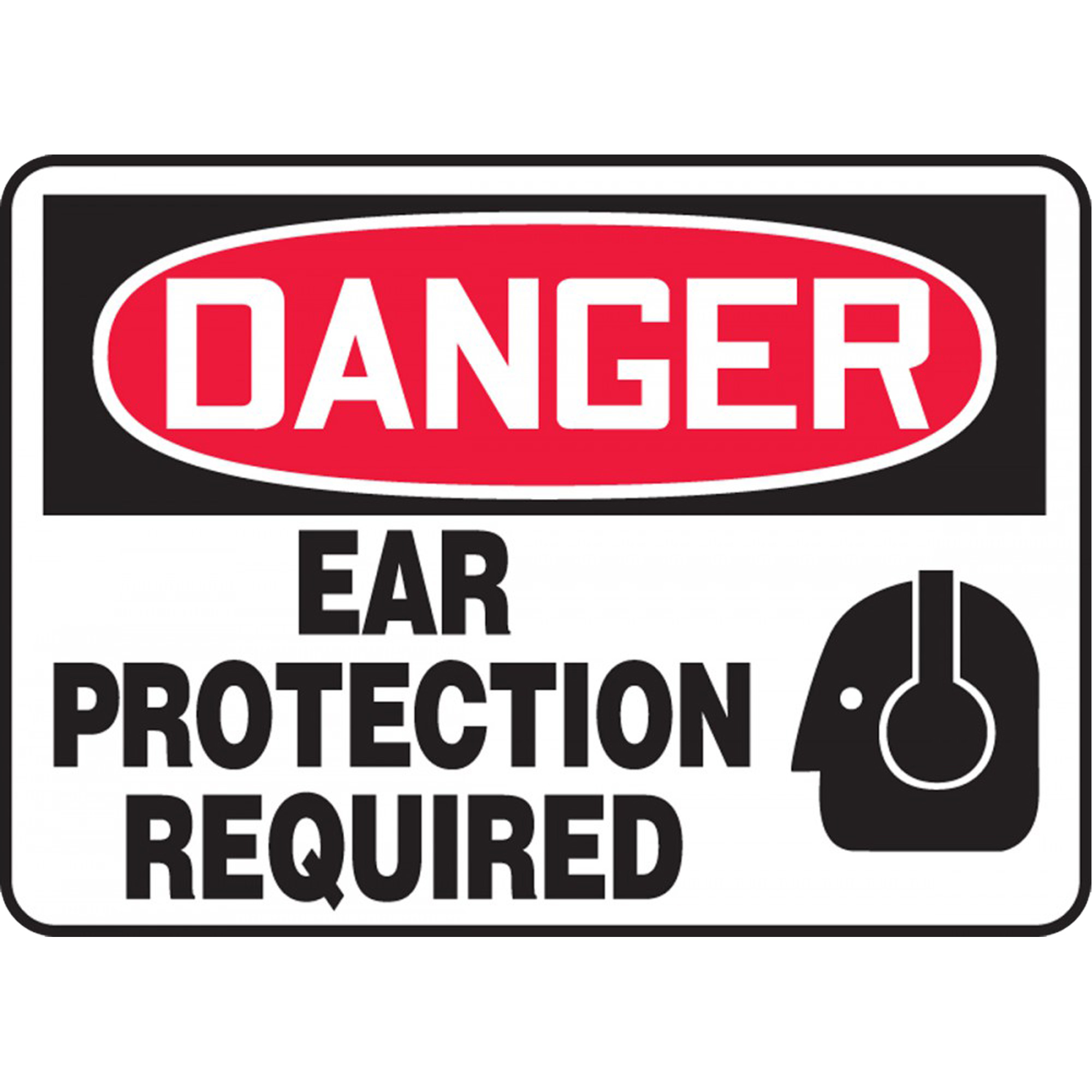 Enseigne « Ear Protection Required », 14" x 10", Plastique, Anglais avec pictogramme