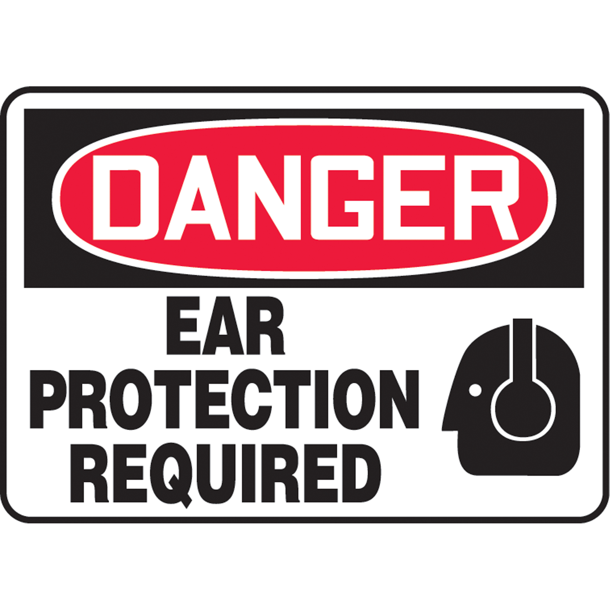 Enseigne « Ear Protection Required », 10" x 14", Aluminium, Anglais avec pictogramme
