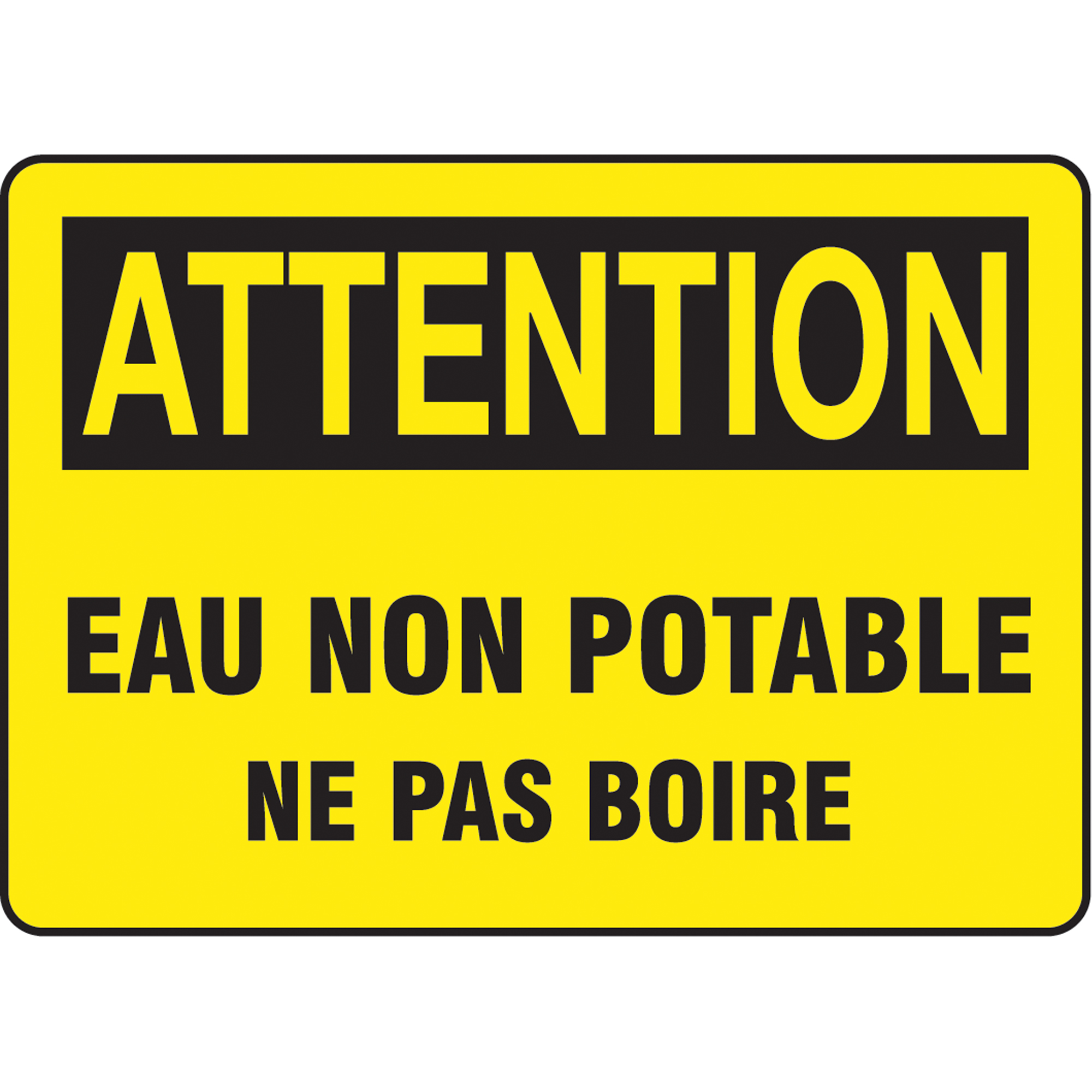 Enseigne « Eau non potable », 10" x 14", Aluminium, Français