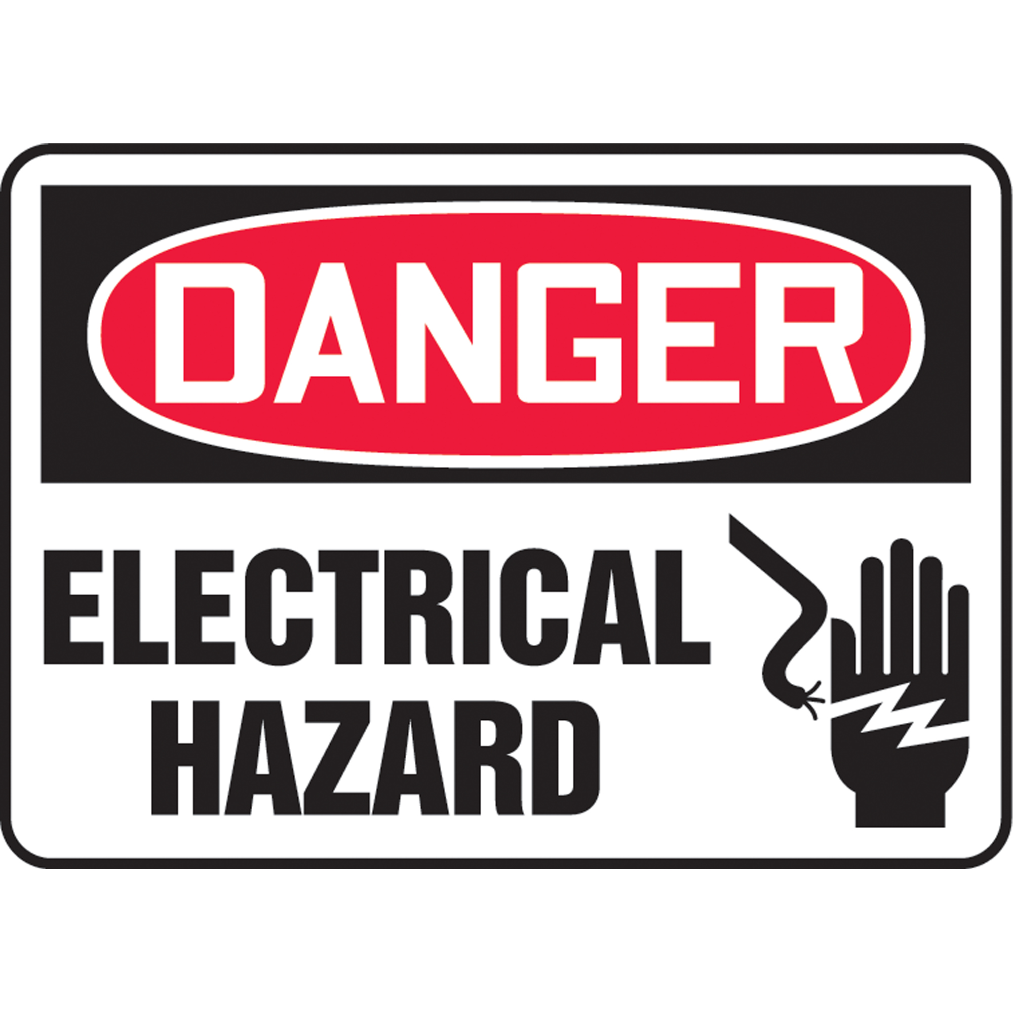 Enseigne « Electrical Hazard », 10" x 14", Plastique, Anglais avec pictogramme