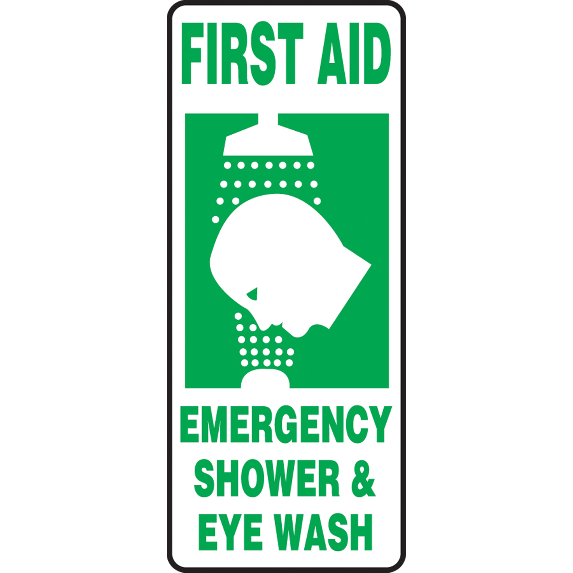 Enseigne « Emergency Shower & Eye Wash », 17" x 7", Vinyle, Anglais avec pictogramme