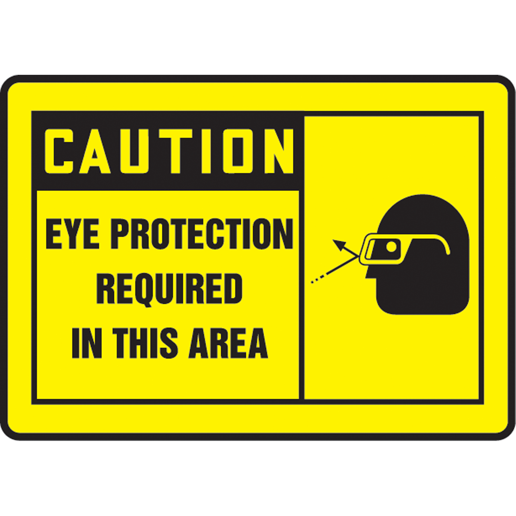 Enseigne « Eye Protection Must Be Worn », 10" x 14", Aluminium, Anglais avec pictogramme