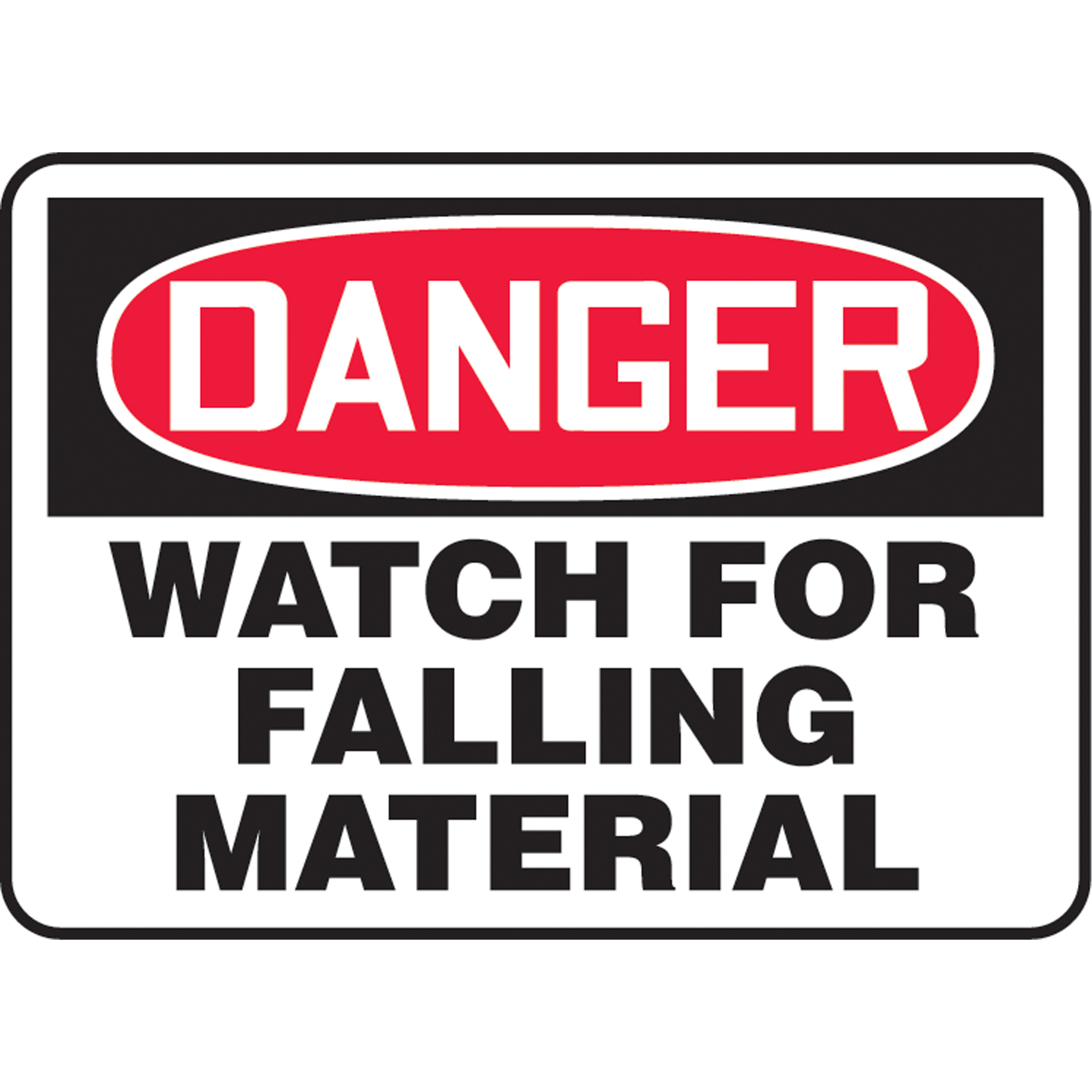 Enseigne « Falling Material », 10" x 14", Plastique, Anglais