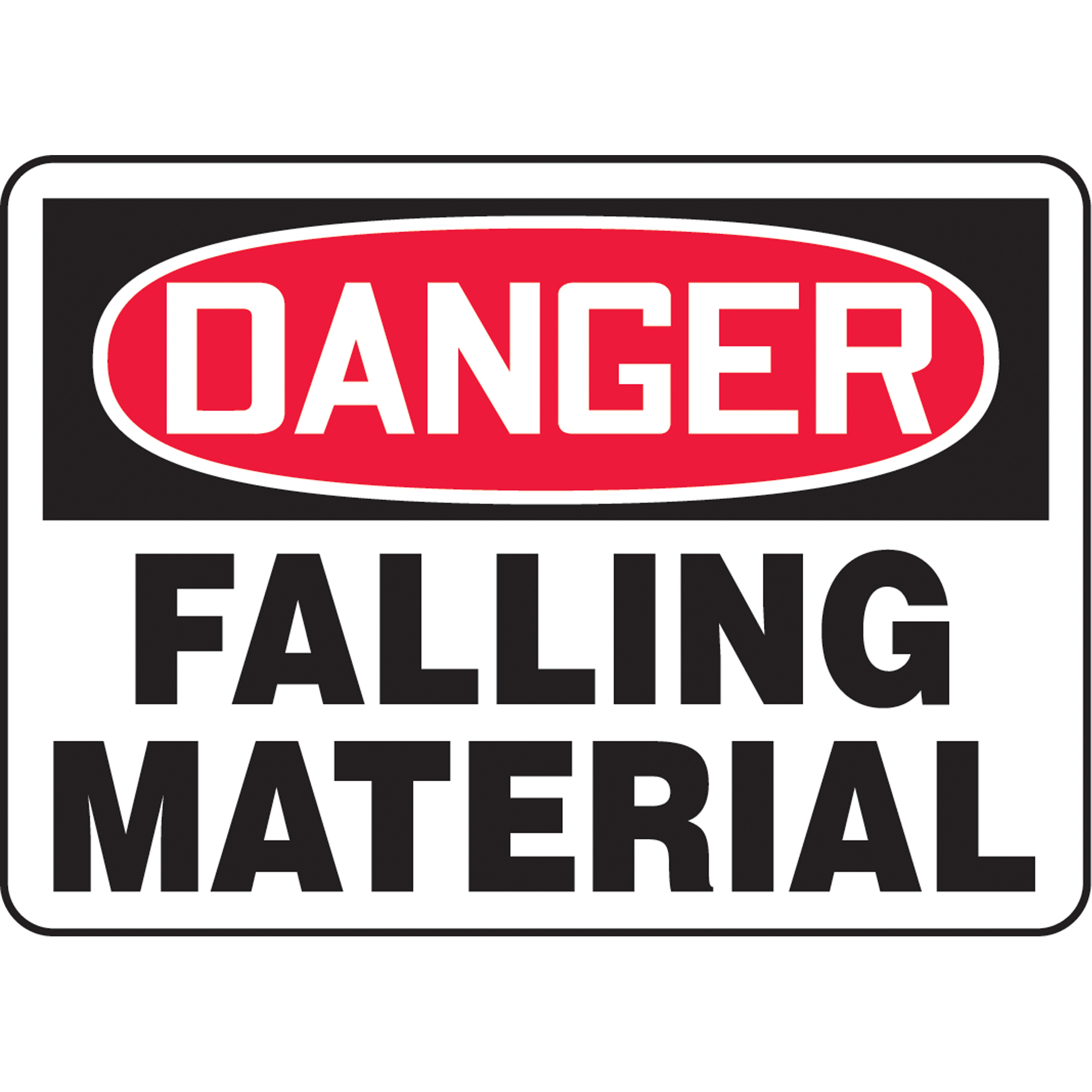 Enseigne « Falling Material », 10" x 14", Aluminium, Anglais