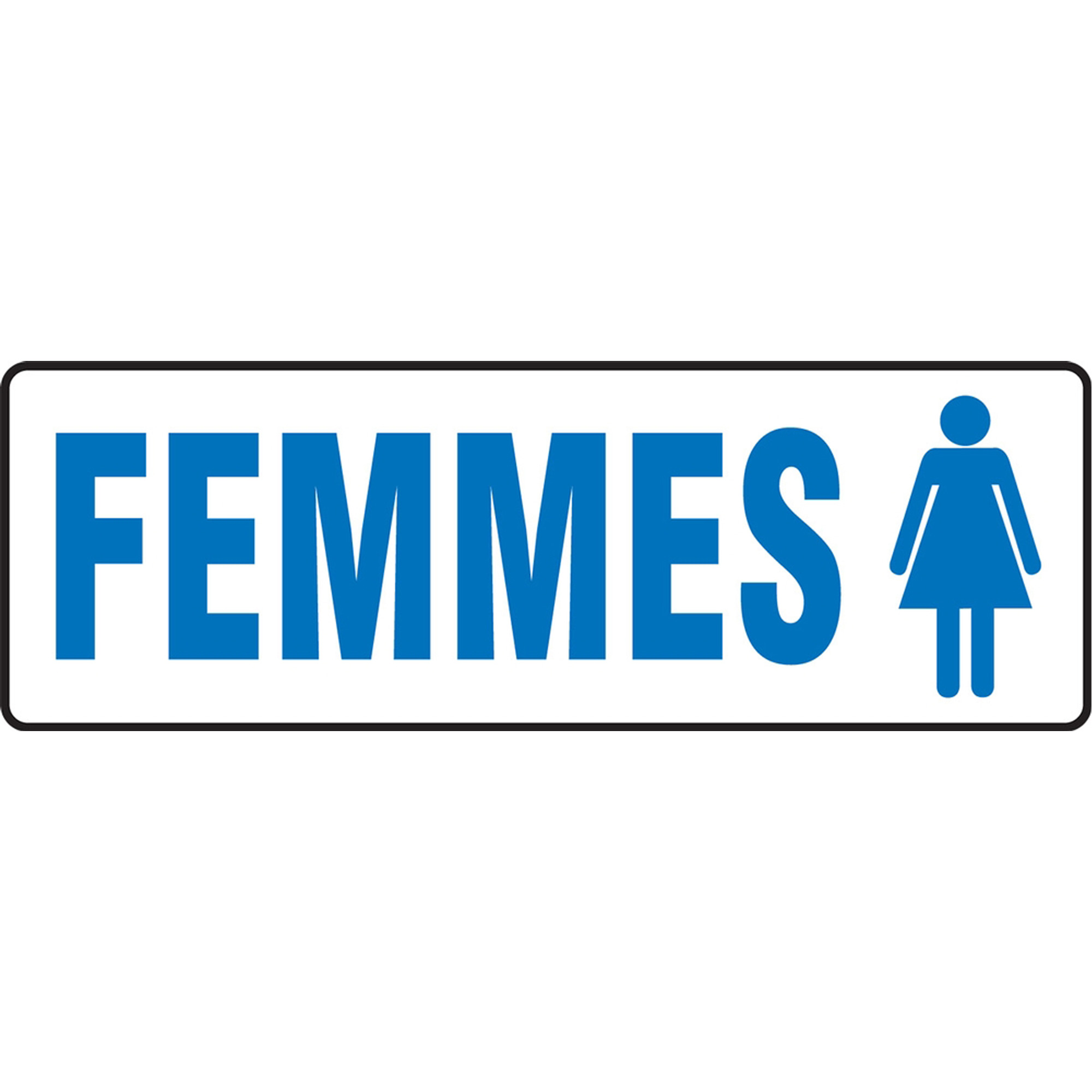 Enseigne « Femmes », 4" x 12", Aluminium, Français avec pictogramme