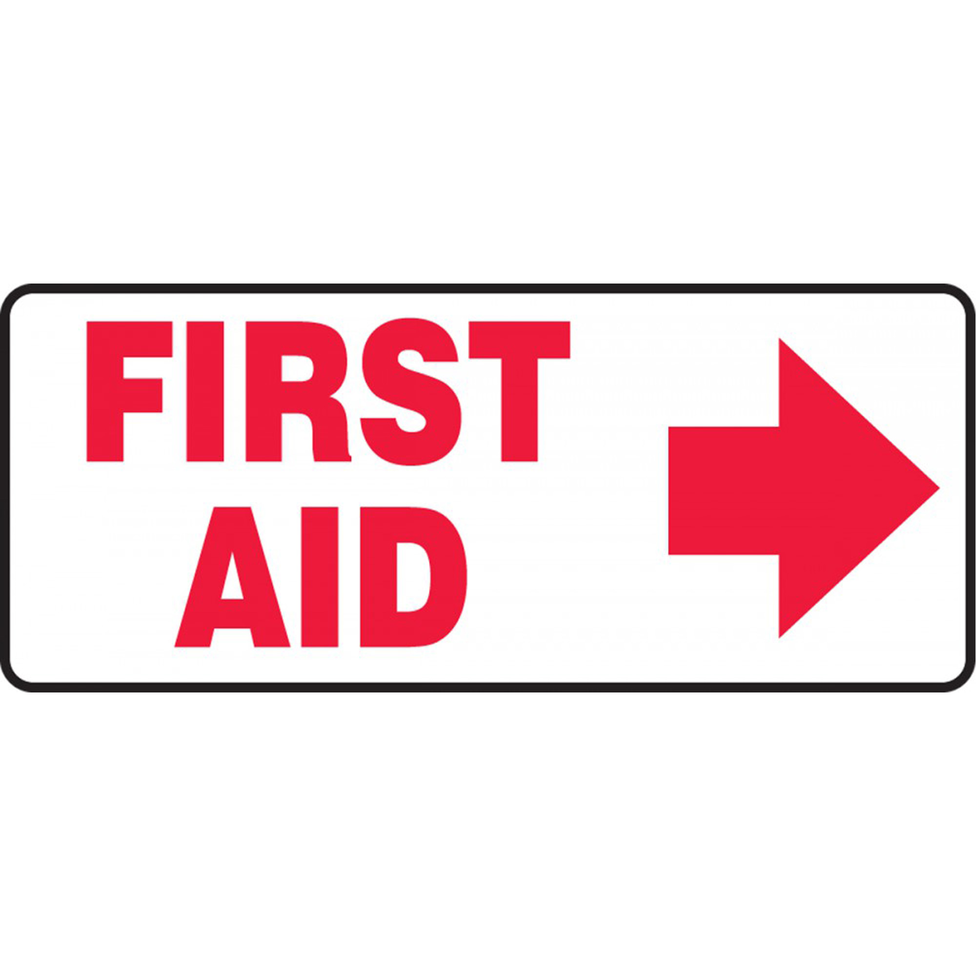Enseigne « First Aid », 7" x 17", Plastique, Anglais avec pictogramme