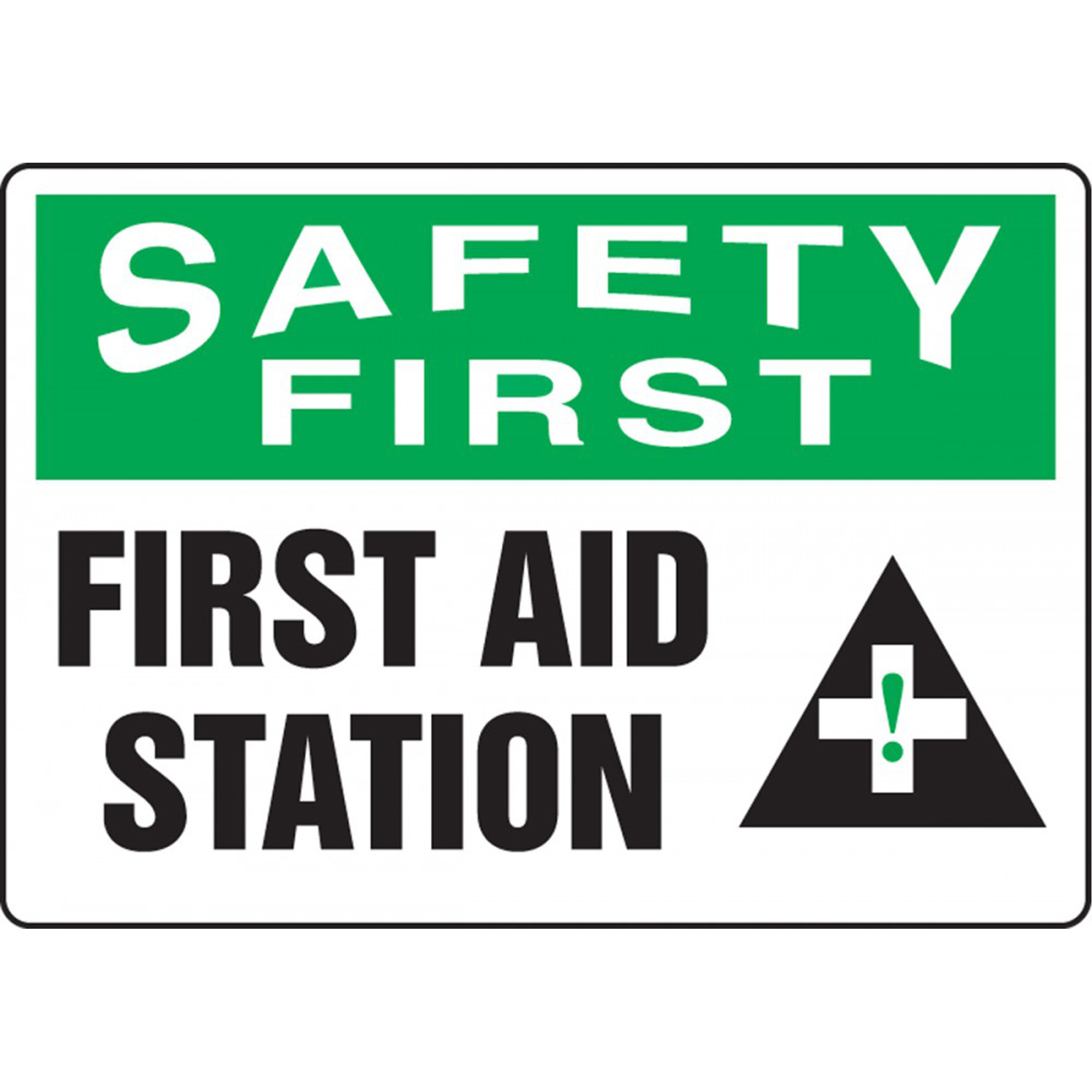 Enseigne « First Aid Station », 7" x 10", Plastique, Anglais avec pictogramme