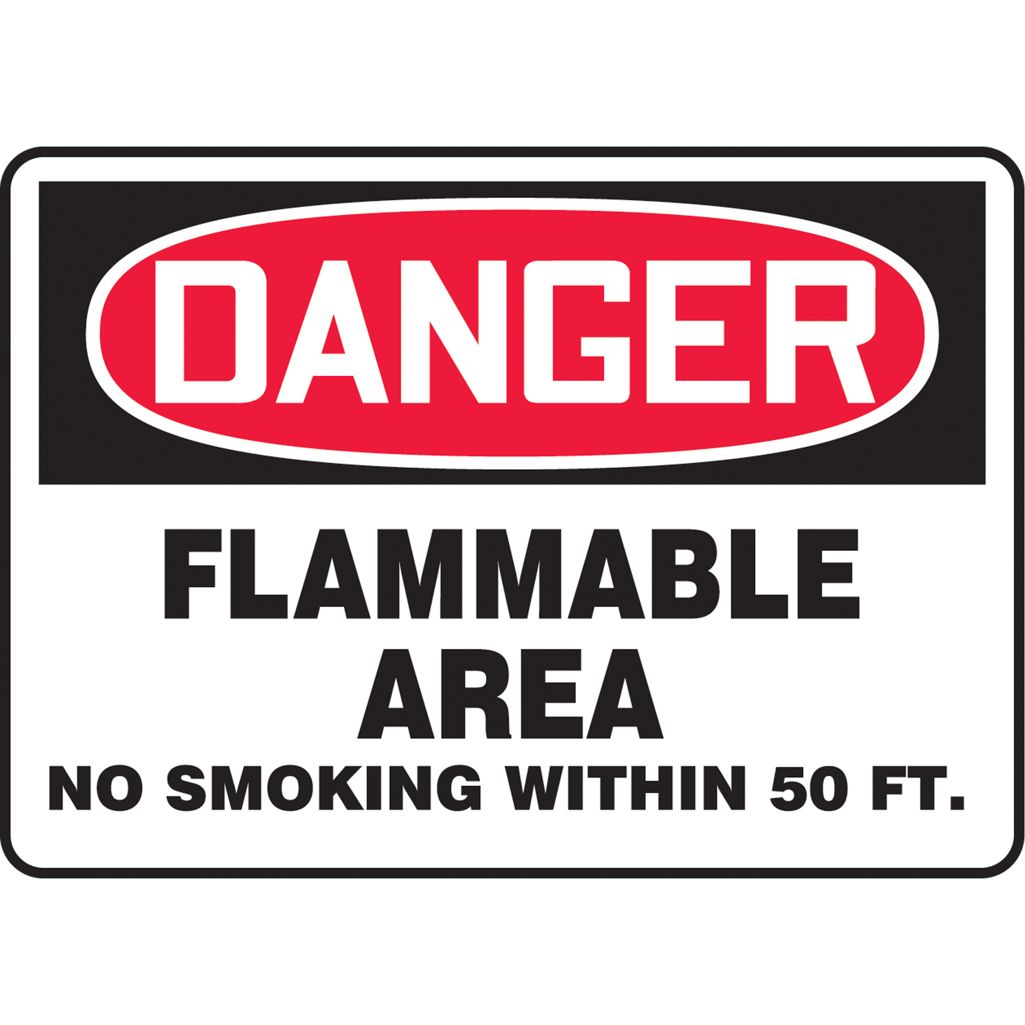 Enseigne « Flammable Area », 10" x 14", Aluminium, Anglais